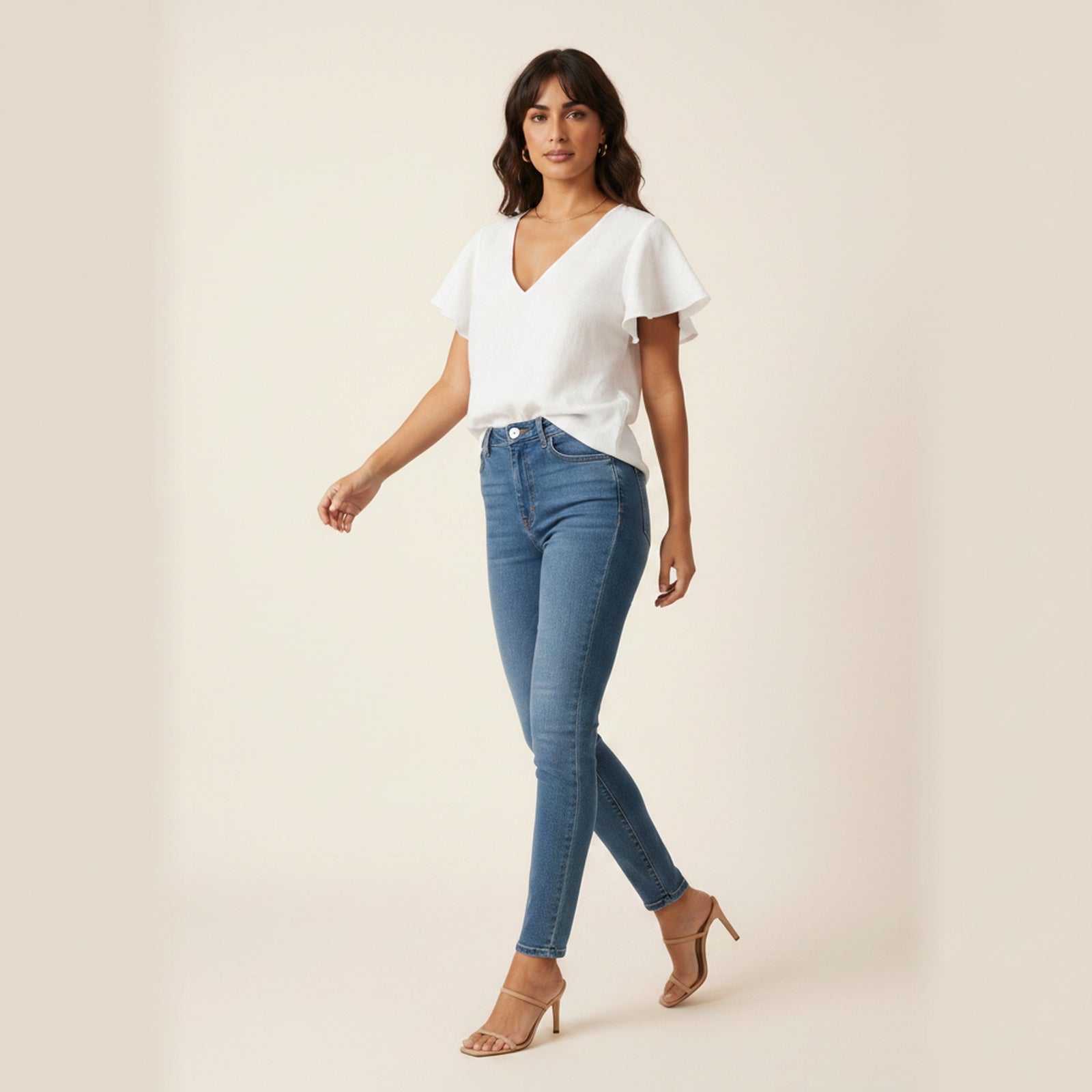 Breezy | Women's Flutter Sleeve Linen Blouse - Movement