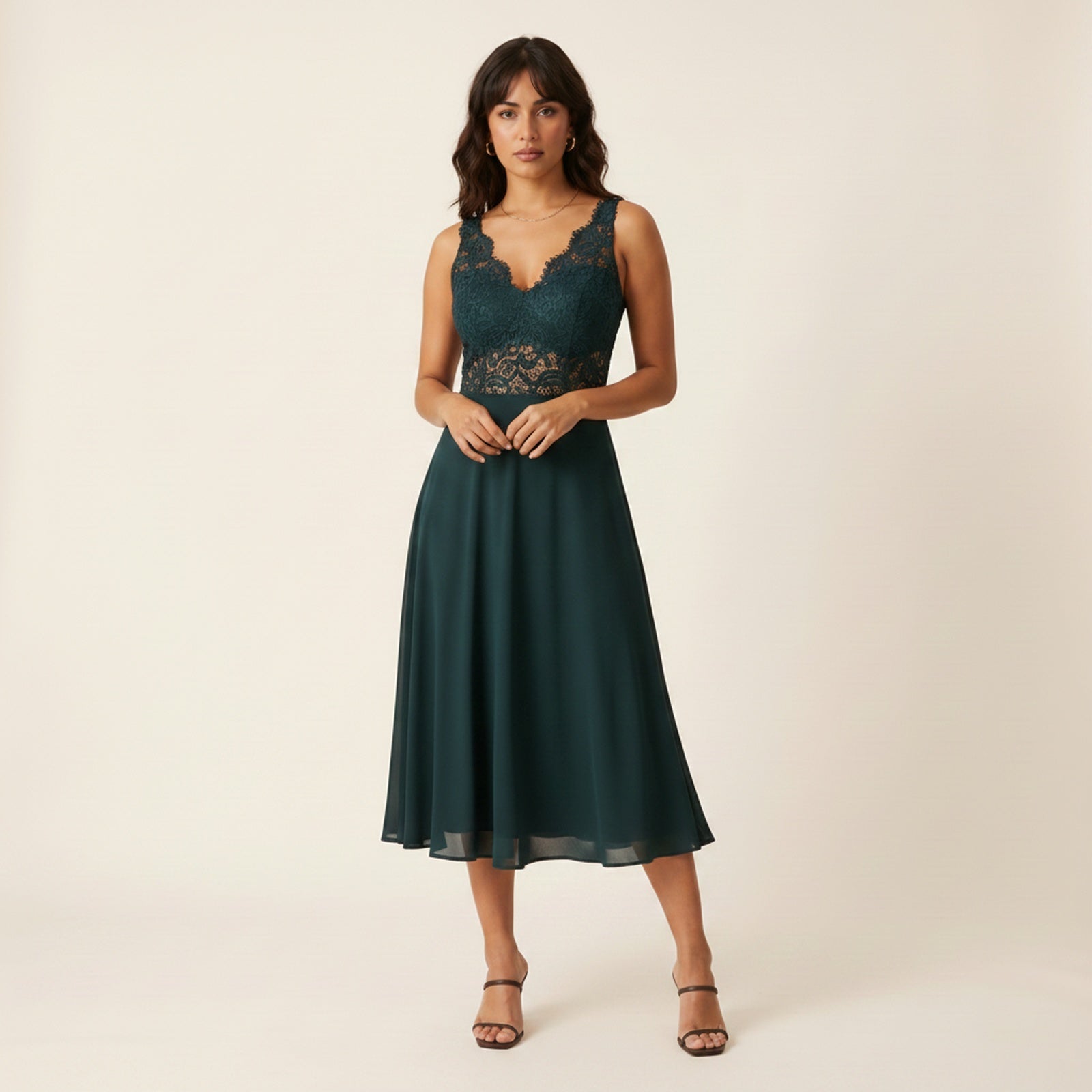 Brielle | Women's Lace/Polyester Guest Dress - Hero Front