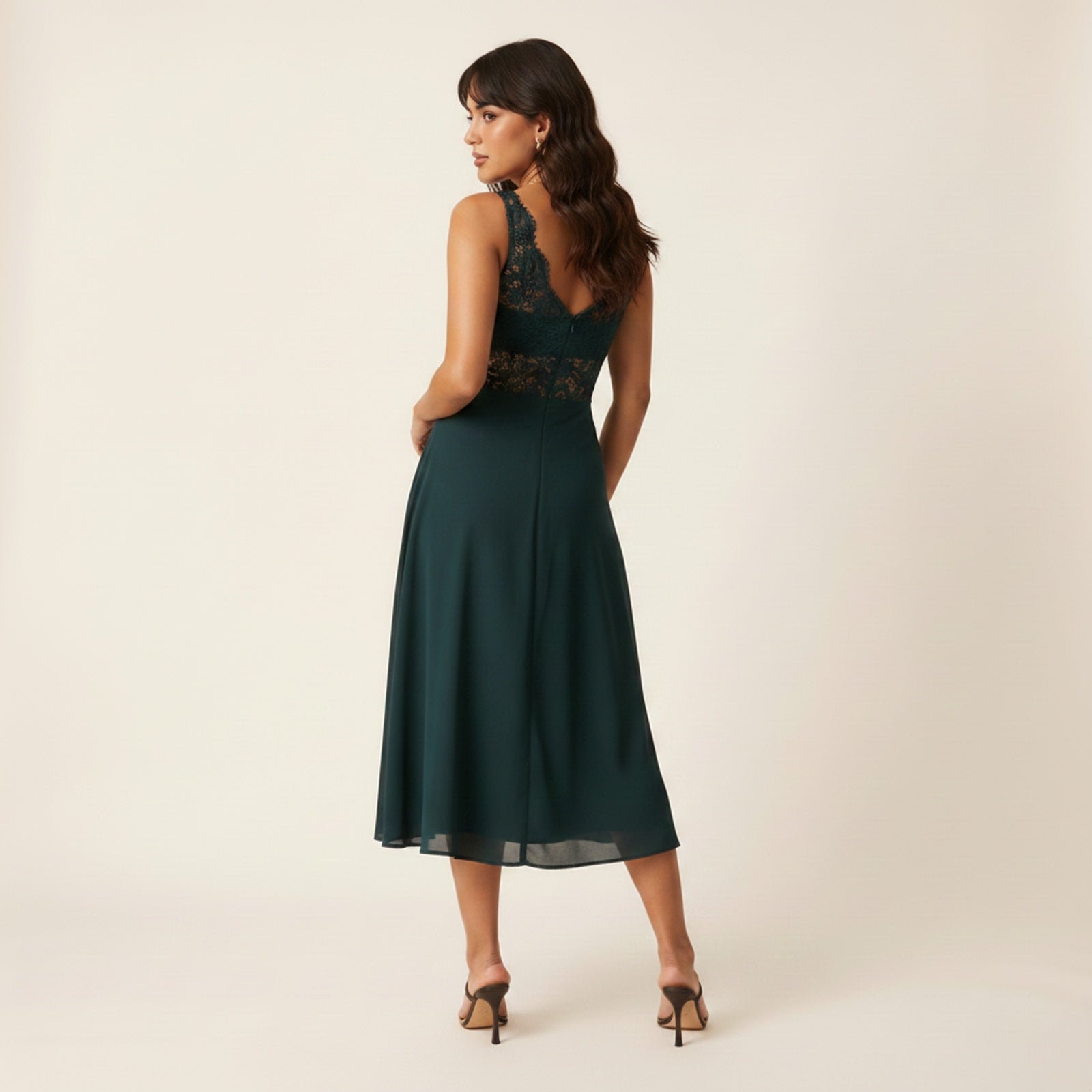 Brielle | Women's Lace/Polyester Guest Dress - Back View
