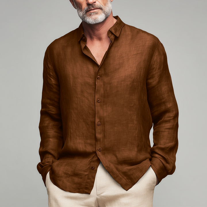 Men's Summer Fashion Slub Linen Long Sleeve Shirt MTA1184G6P