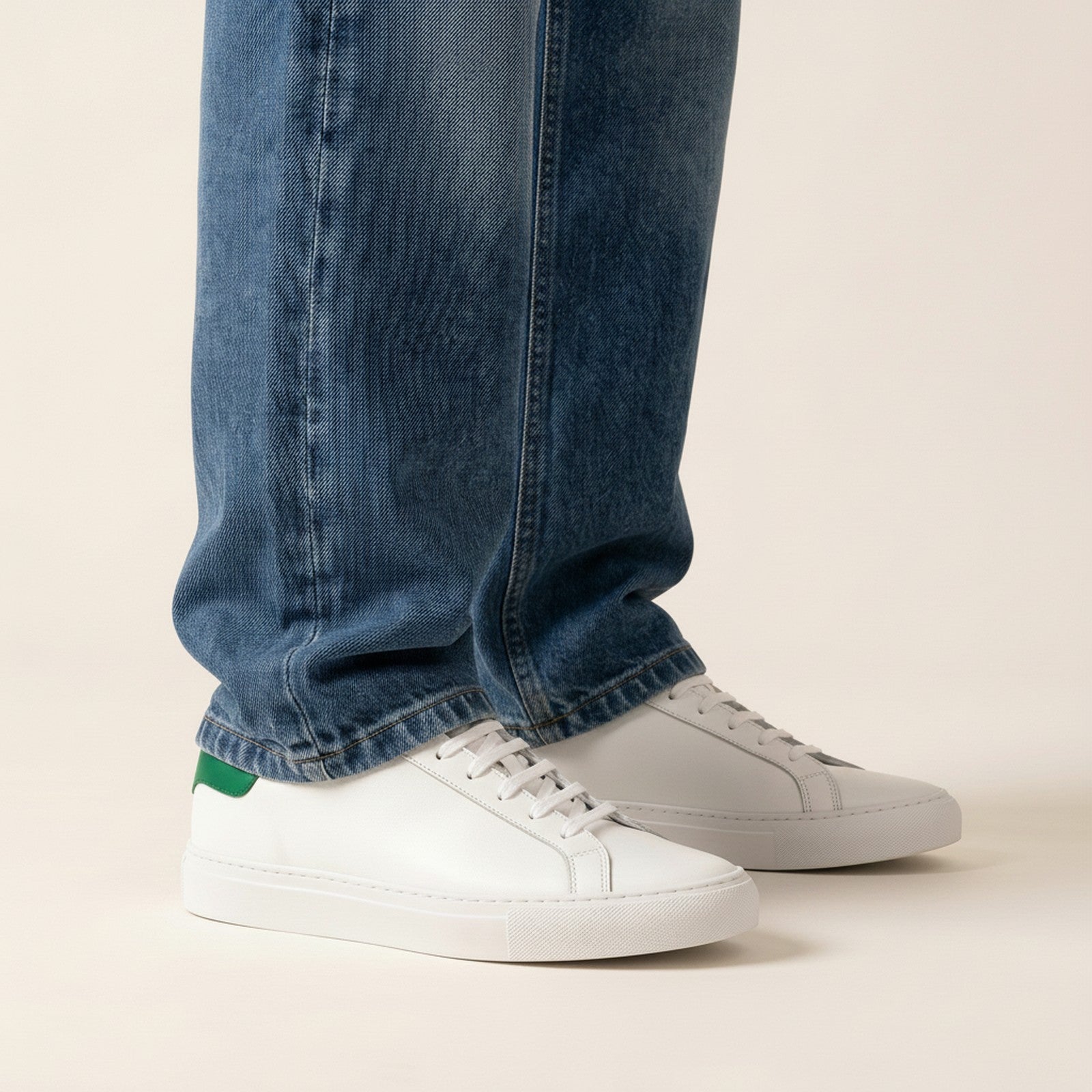 Cruz | Men's Leather Court Sneakers - White-Green