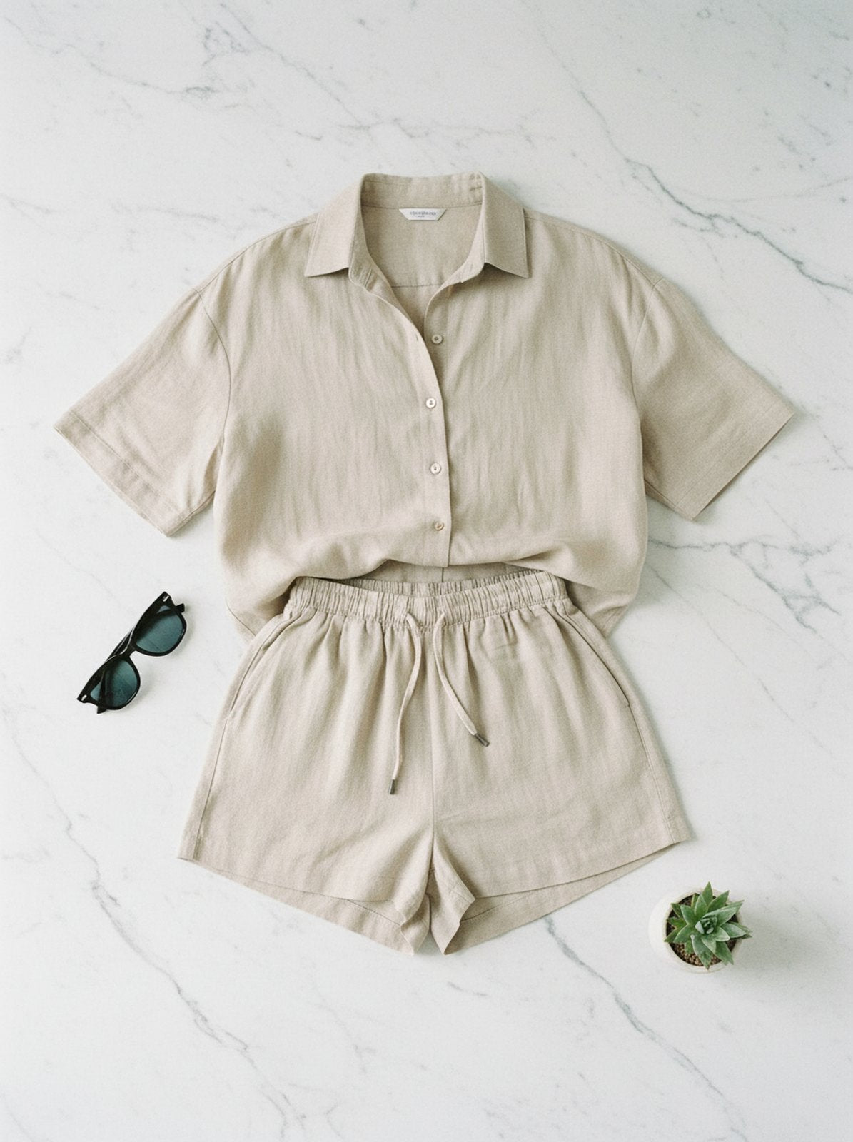"Cabana" Linen Shirt & Shorts Set