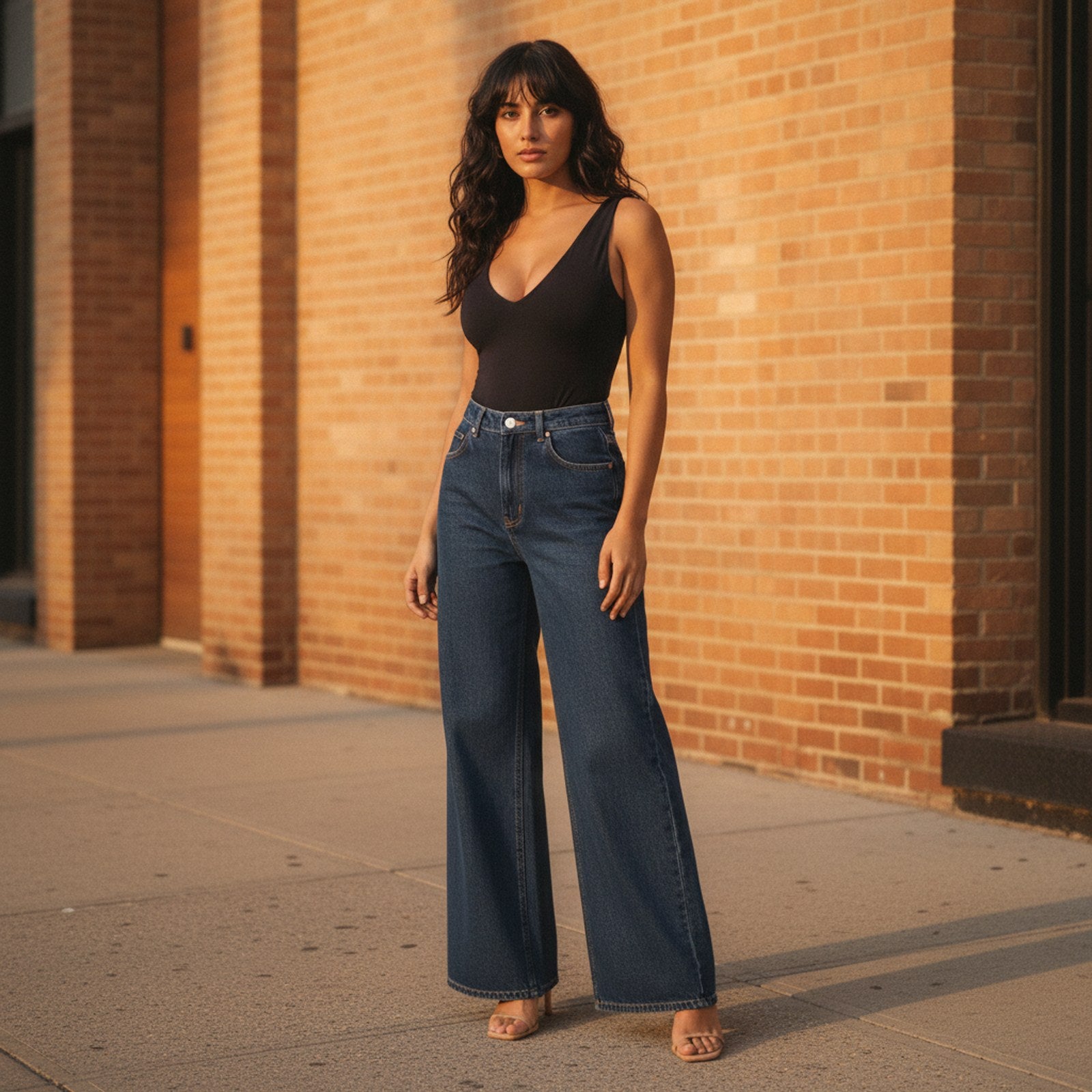 AIv2: Gigi | Women's Wide Leg Jeans — Blue - Editorial