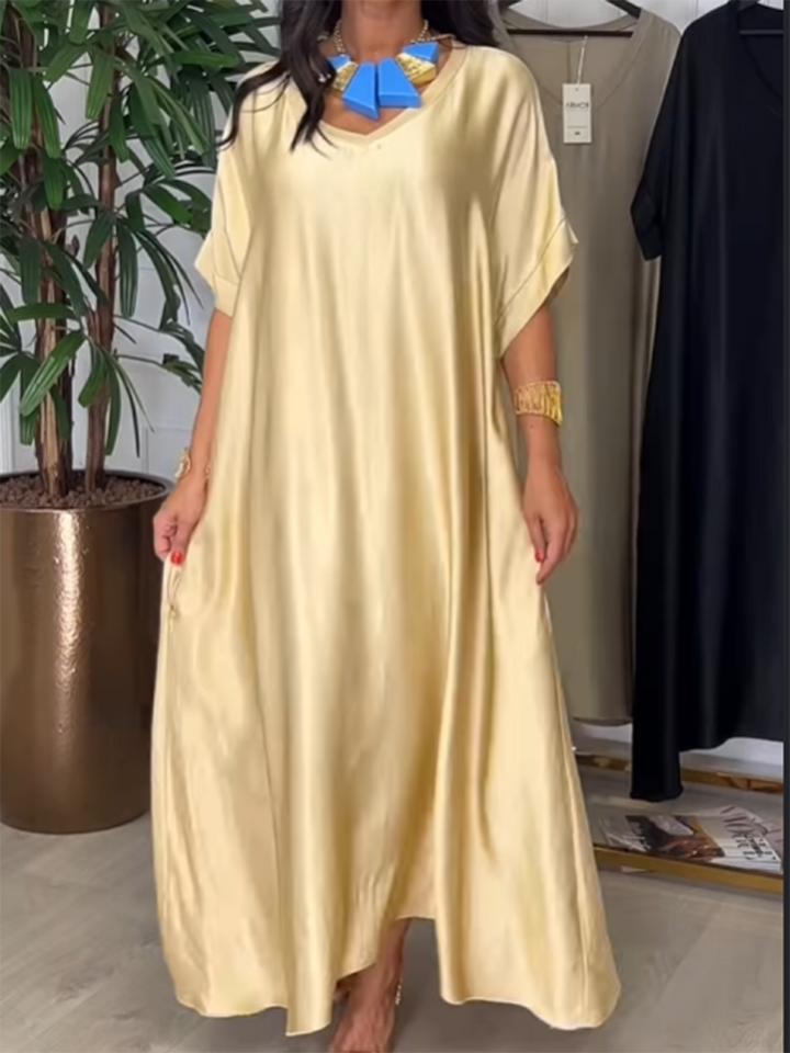 Women's Casual V-Neck Satin Dress