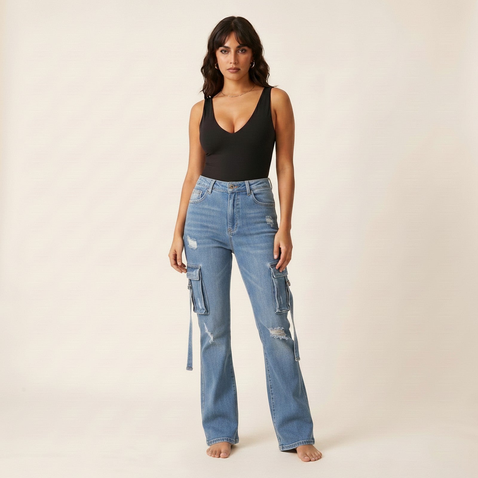 Lux | Women's High-Waist Flared Jeans - Light Blue