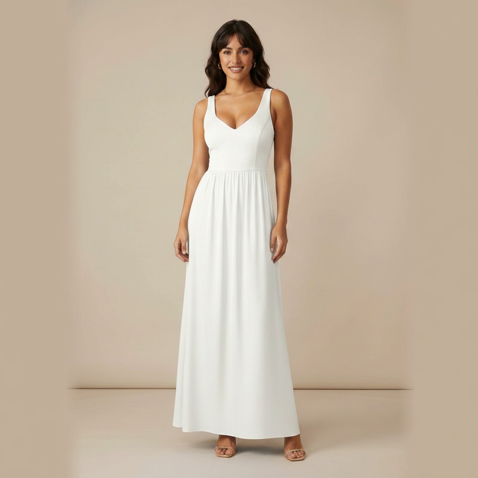 Cloud Nine Smocked Waist Maxi Dress - White