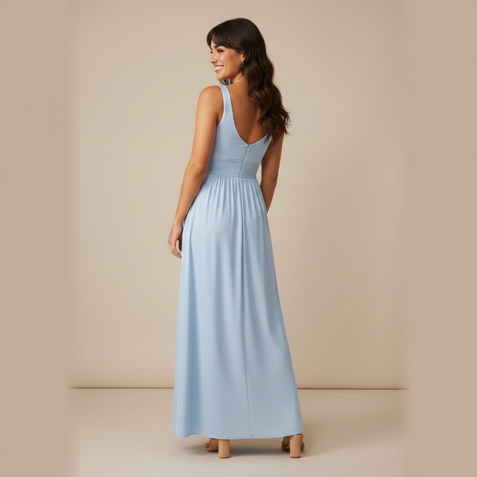 Cloud Nine | Women's Smocked Waist Maxi Dress - Back View