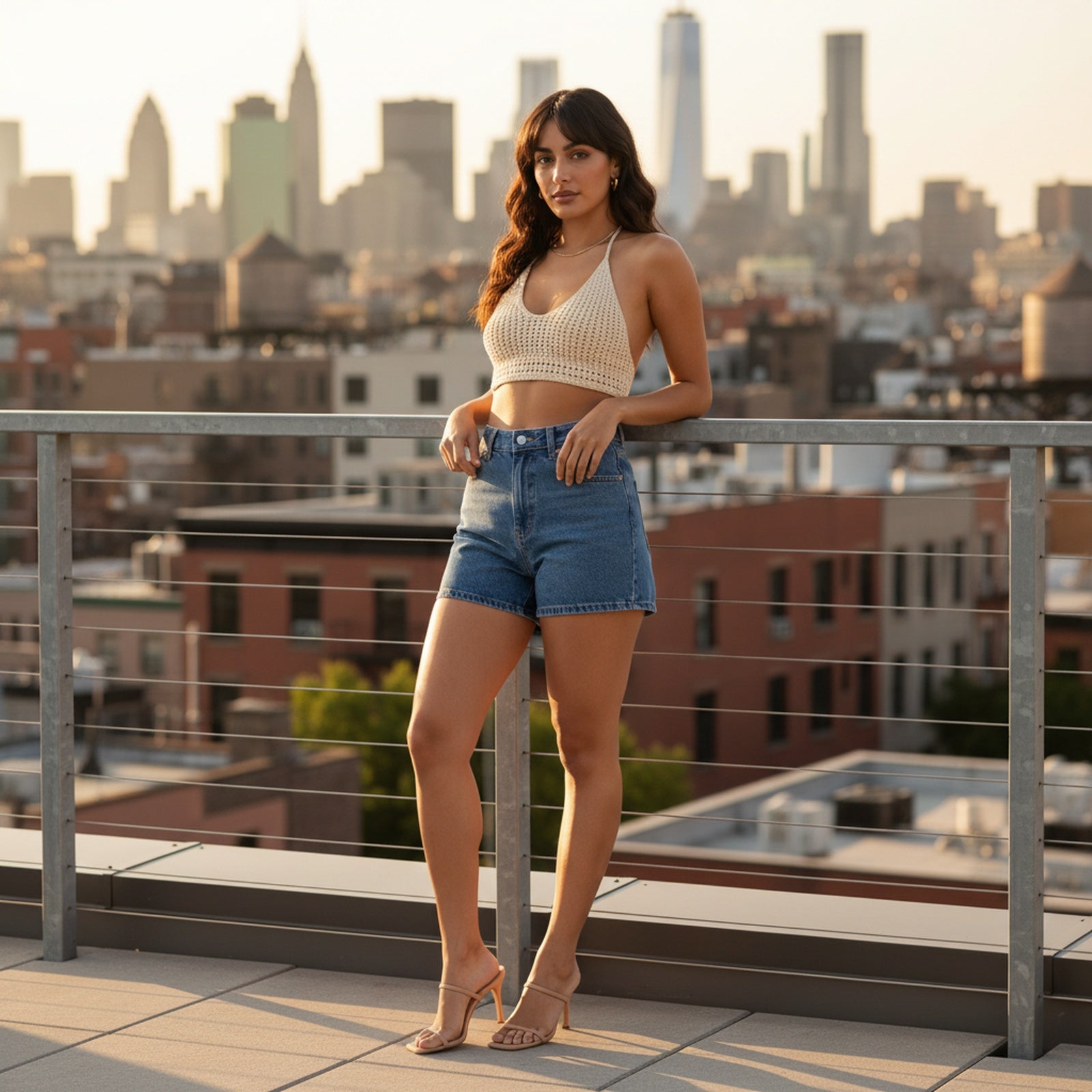 Coastal | Women's Crochet Halter Top - Lifestyle Golden Hour
