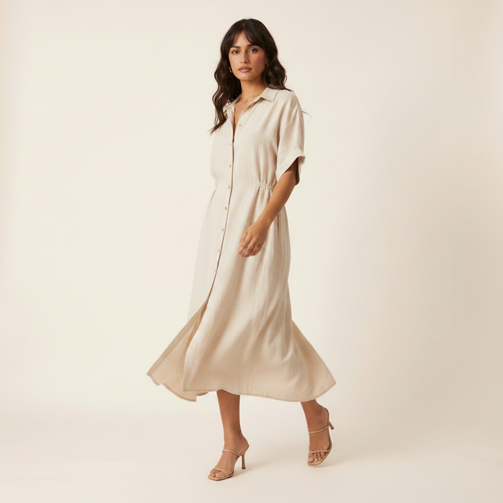 Corsica | Women's Linen Blend Shirt Dress - Movement