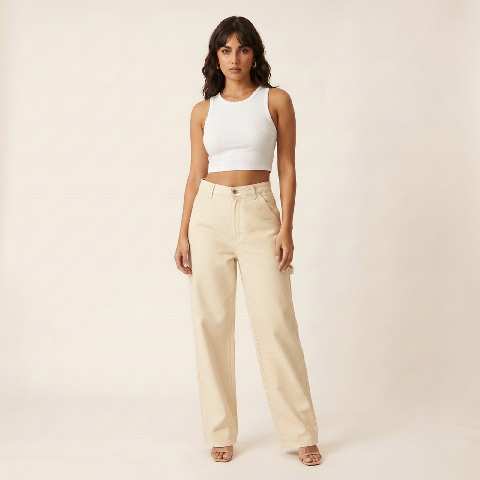 Echo | Women's Wide-Leg Carpenter Jeans - Ecru