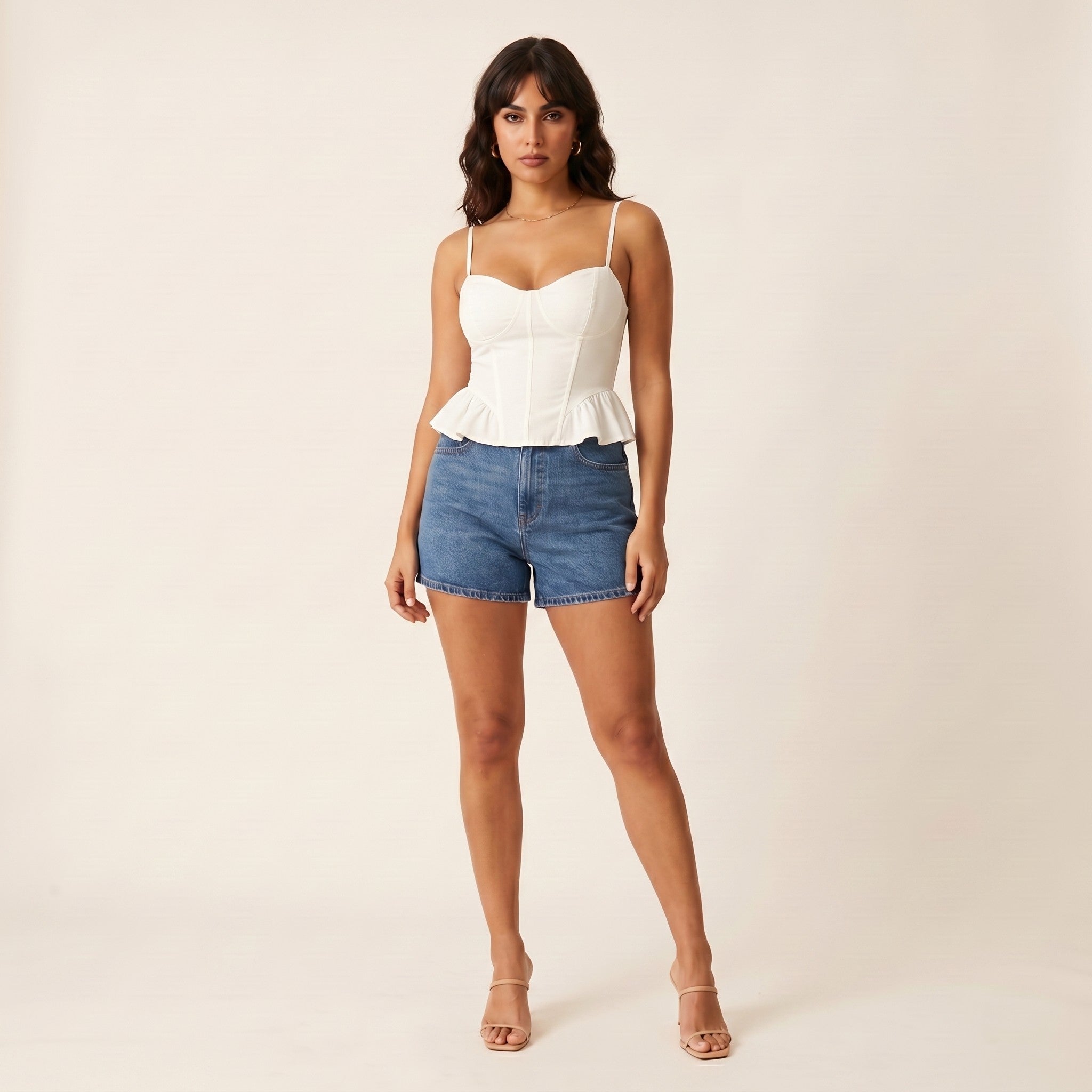 Sol | Women's Corset Cami Top - Hero - White