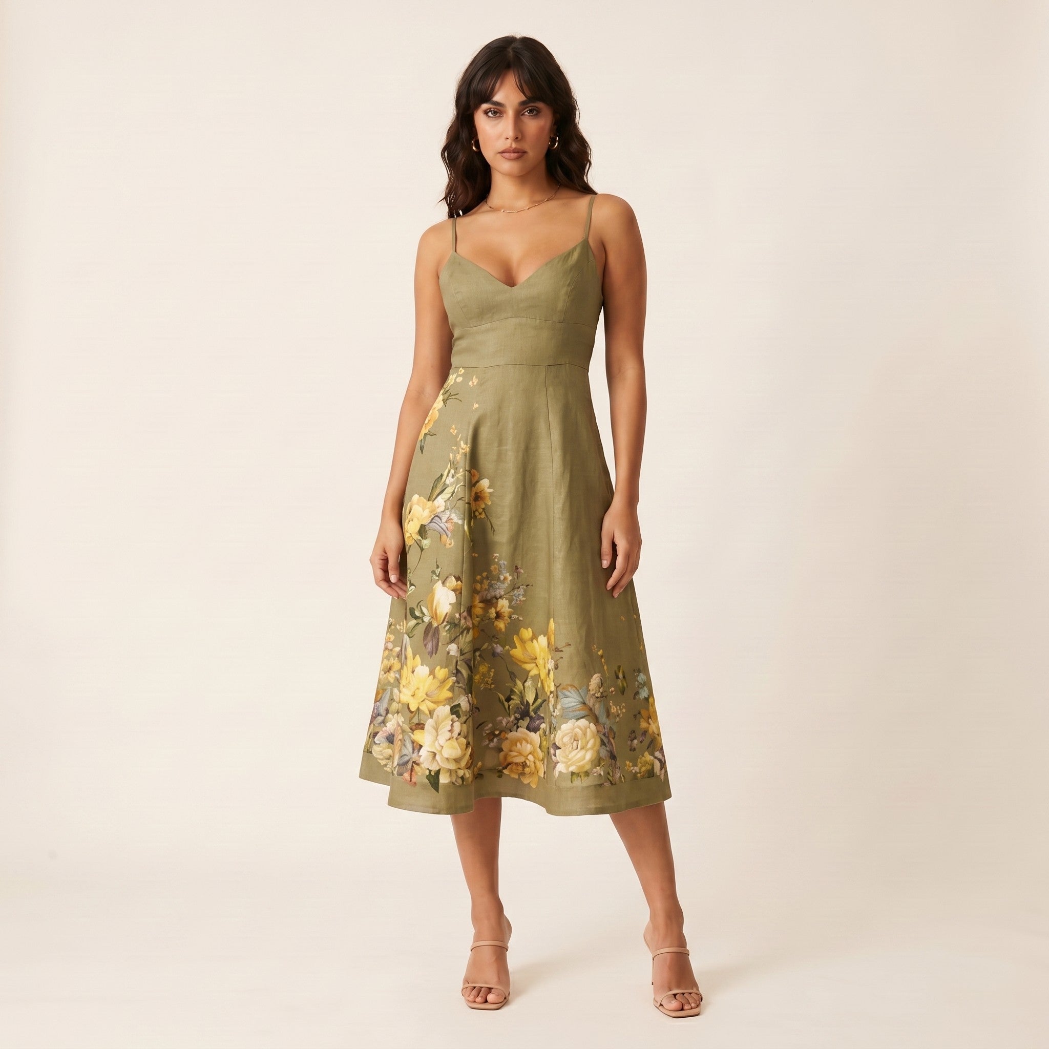 Lila | Women's Resort Slip Midi Dress - Floral