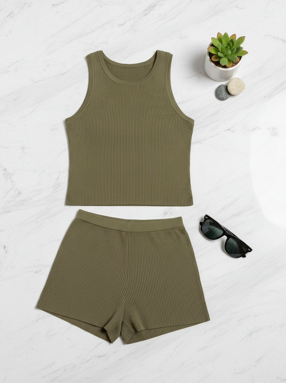 "Easy Does It" Ribbed Tank & Wide Leg Set