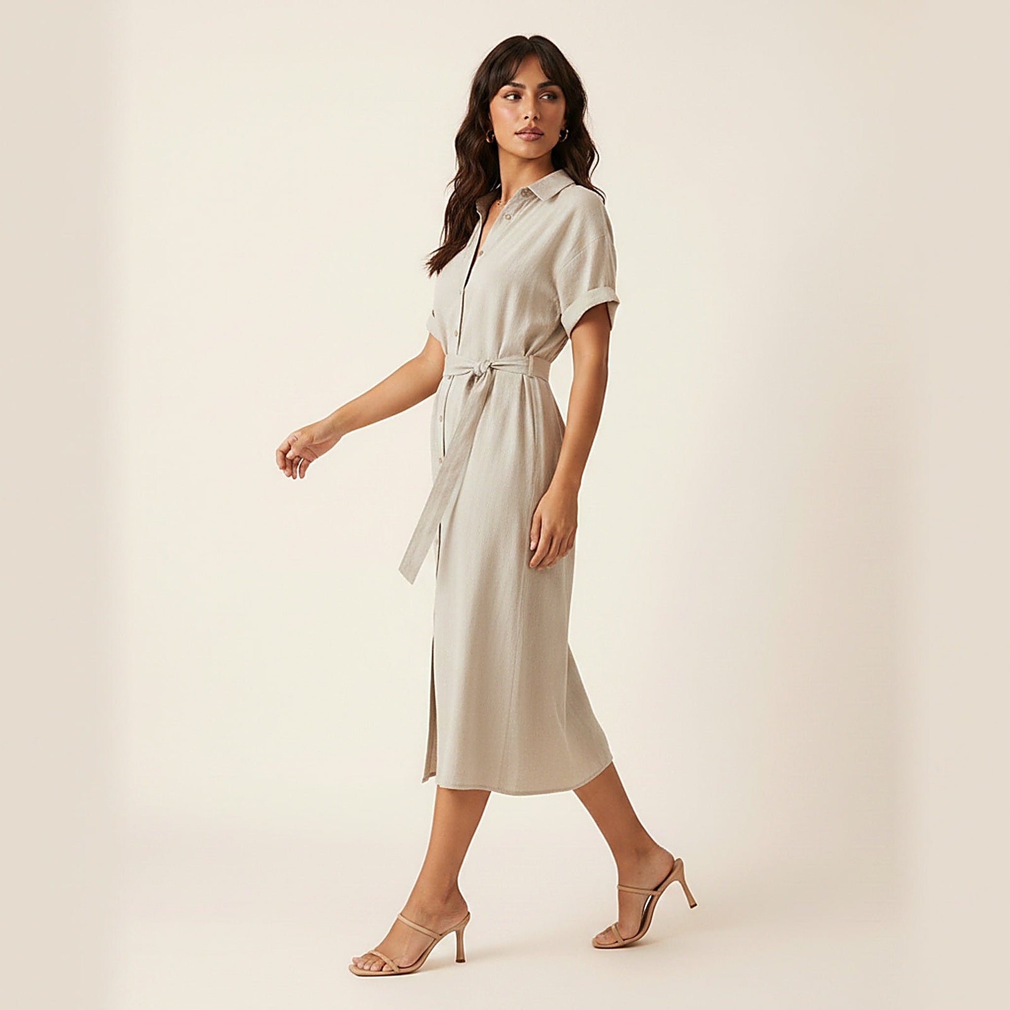 Amalfi | Women's Linen Blend Midi Dress - Movement