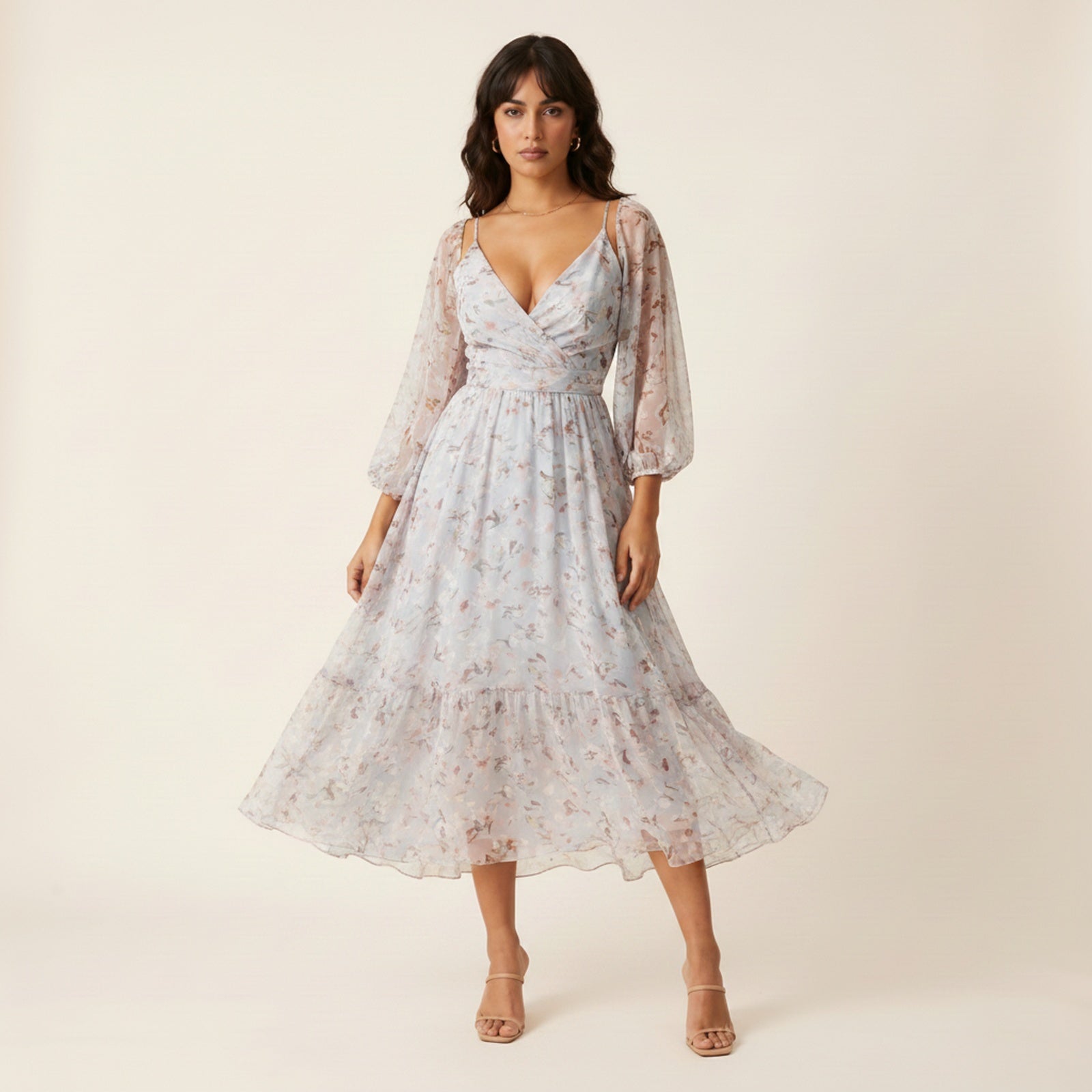 Elara | Women's Chiffon Midi Dress - Hero Front