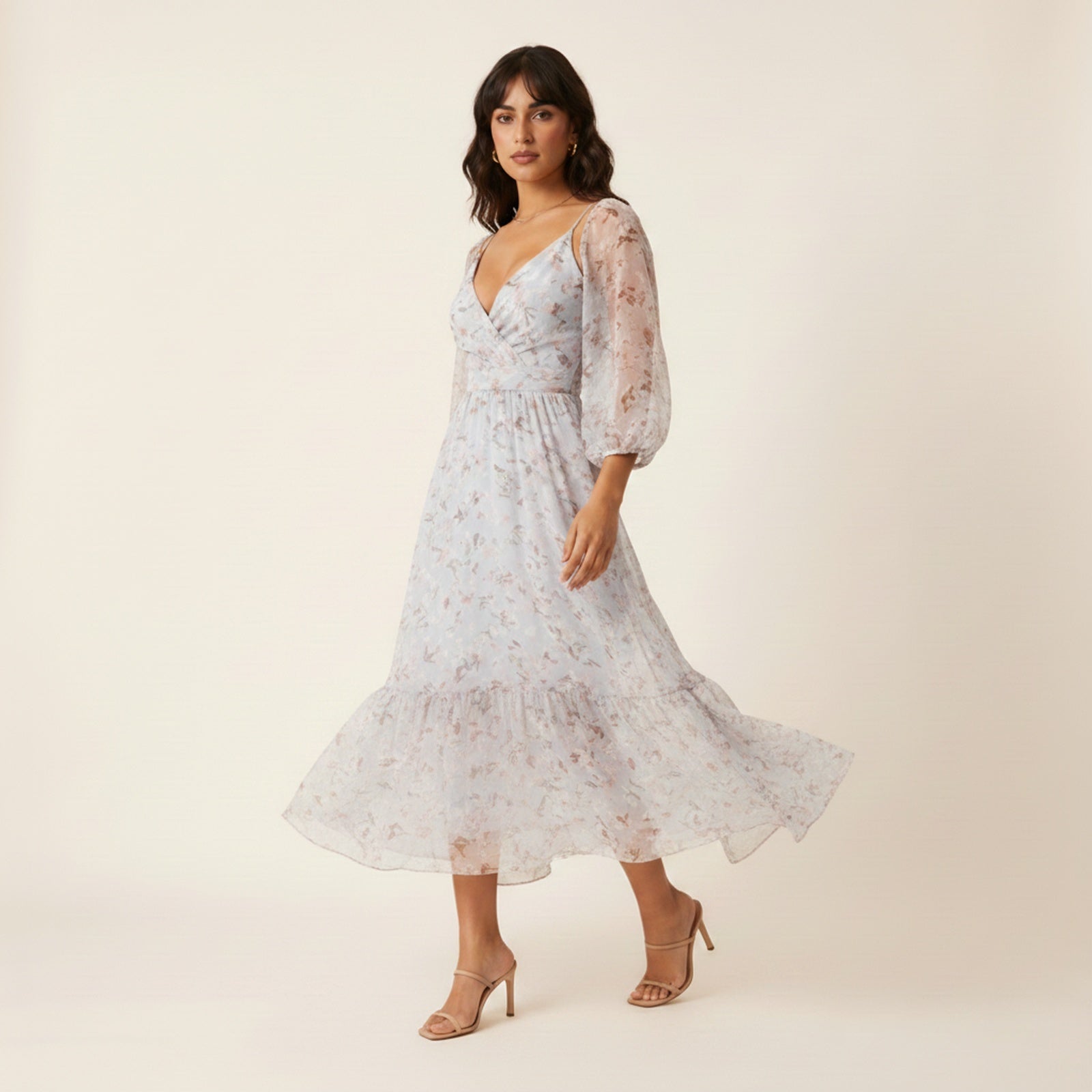 Elara | Women's Chiffon Midi Dress - Movement