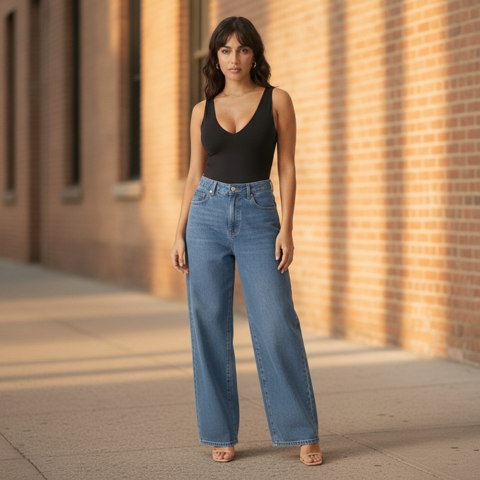 AIv2: Freya | Women's Wide Leg Jeans — Blue - Editorial