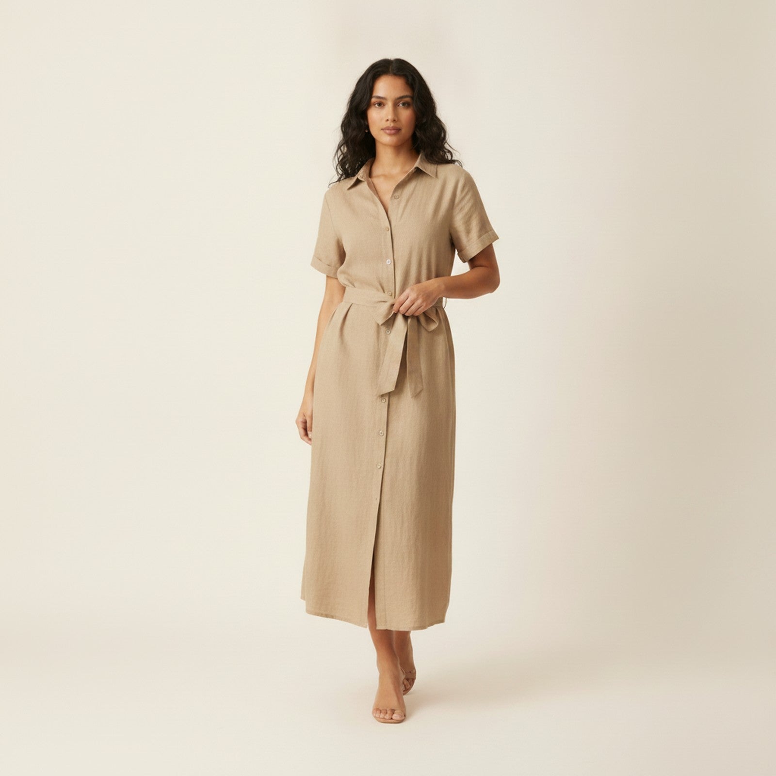 "Amalfi" Linen Blend Midi Dress - Detail