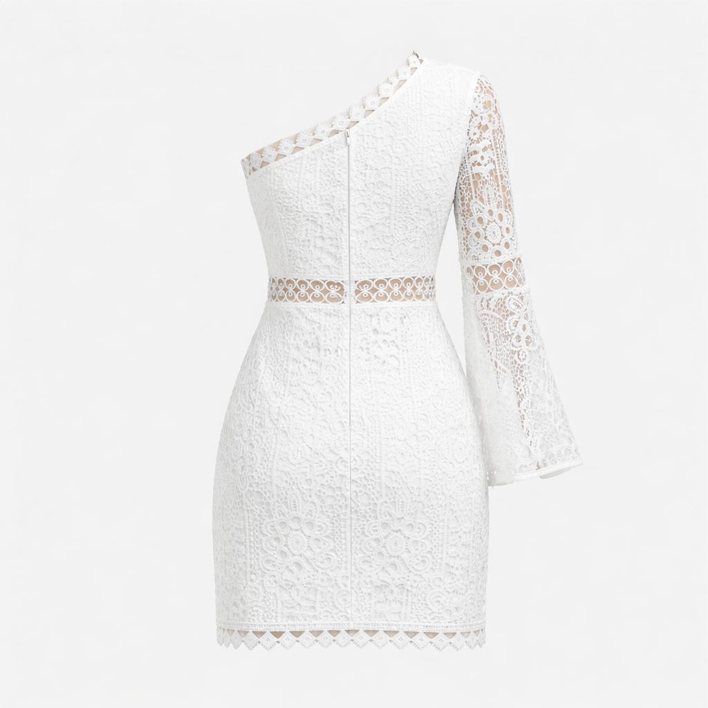 Women’s White One Shoulder Mini Dress - Fitted