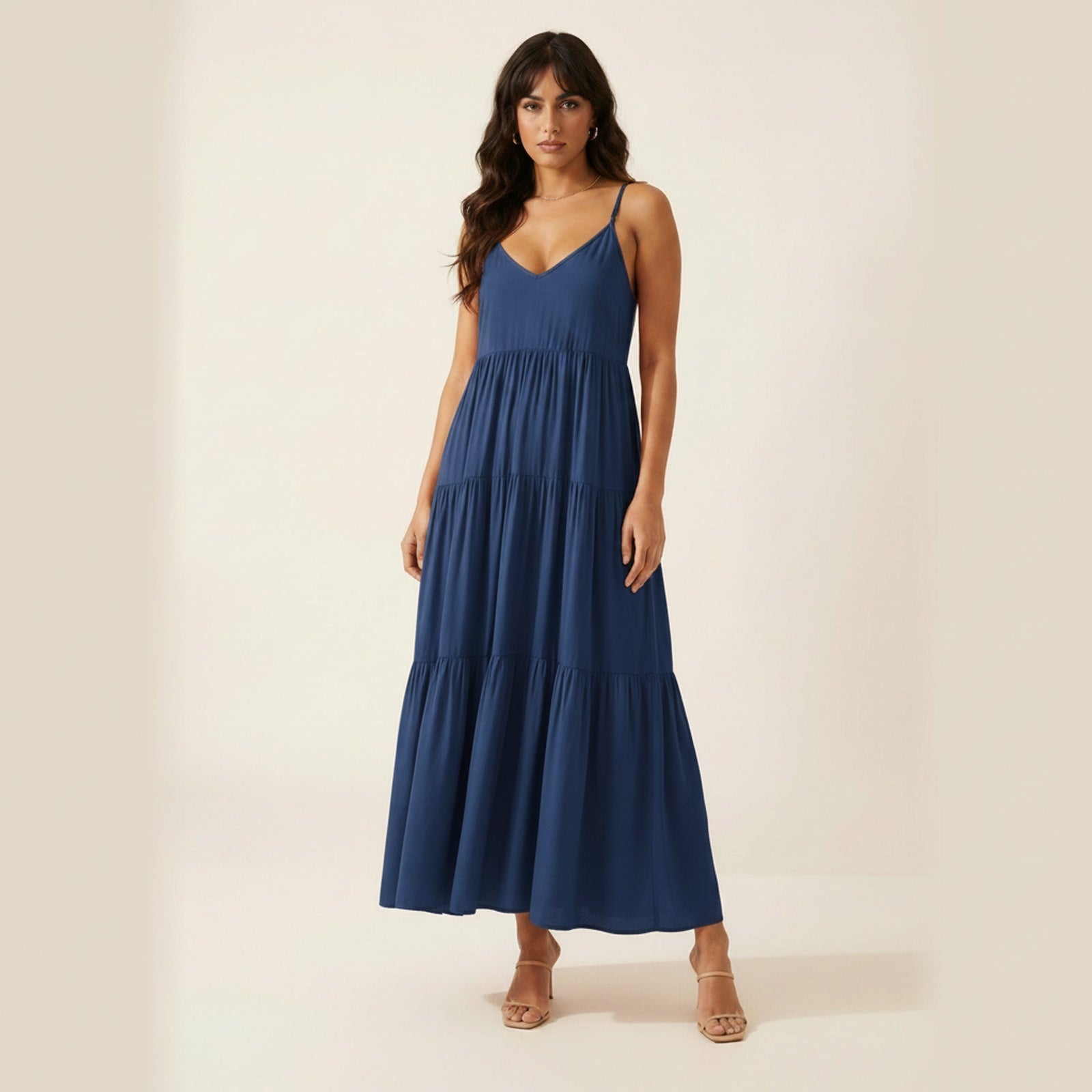Free Spirit Tiered Ruffle Maxi Dress - Blue