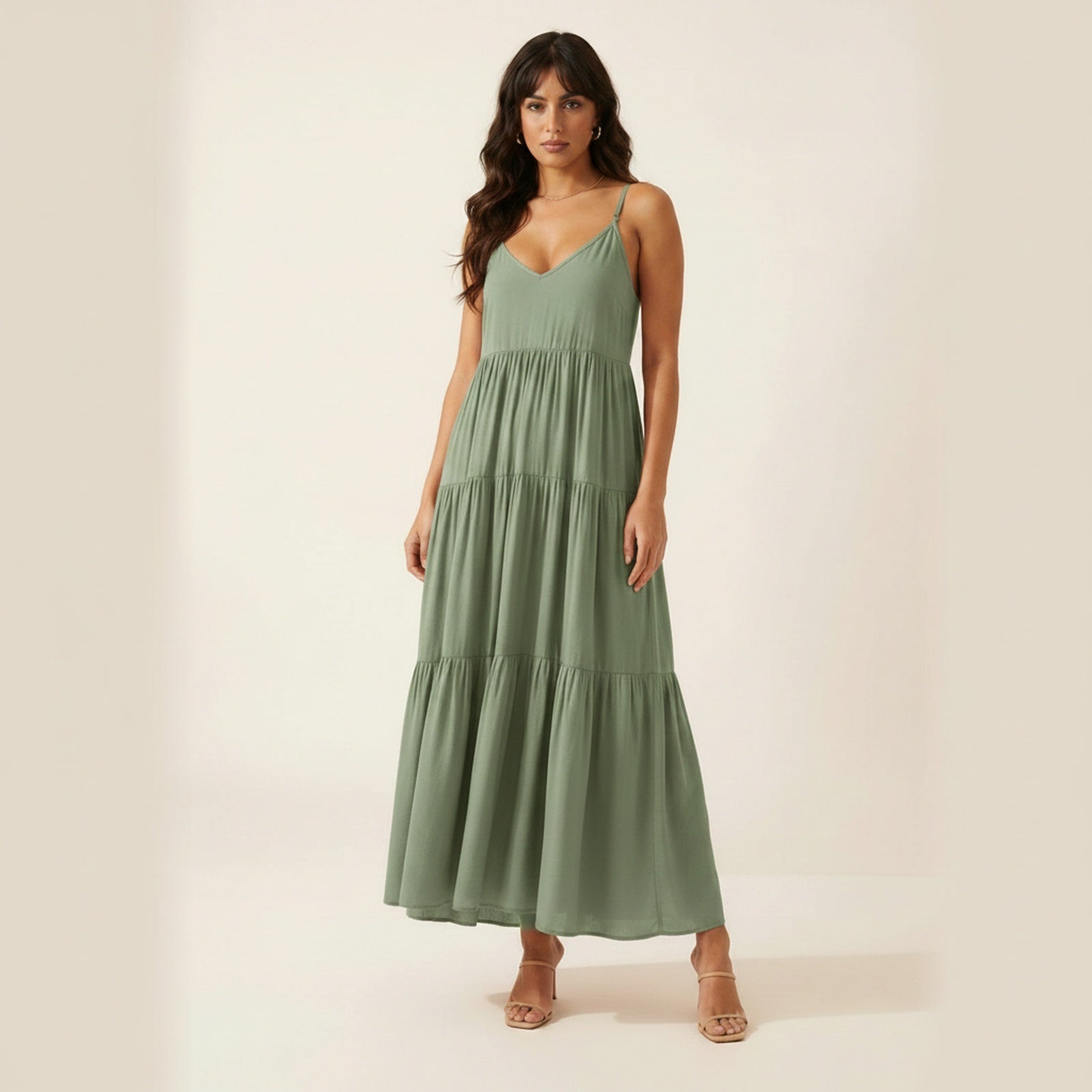 Free Spirit Tiered Ruffle Maxi Dress - Sage