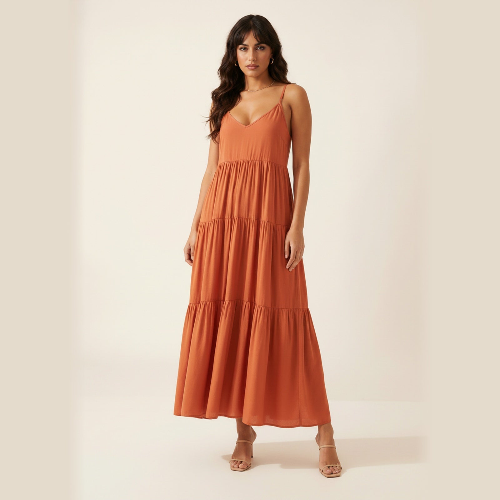 Free Spirit | Women's Tiered Ruffle Maxi Dress - Hero Front
