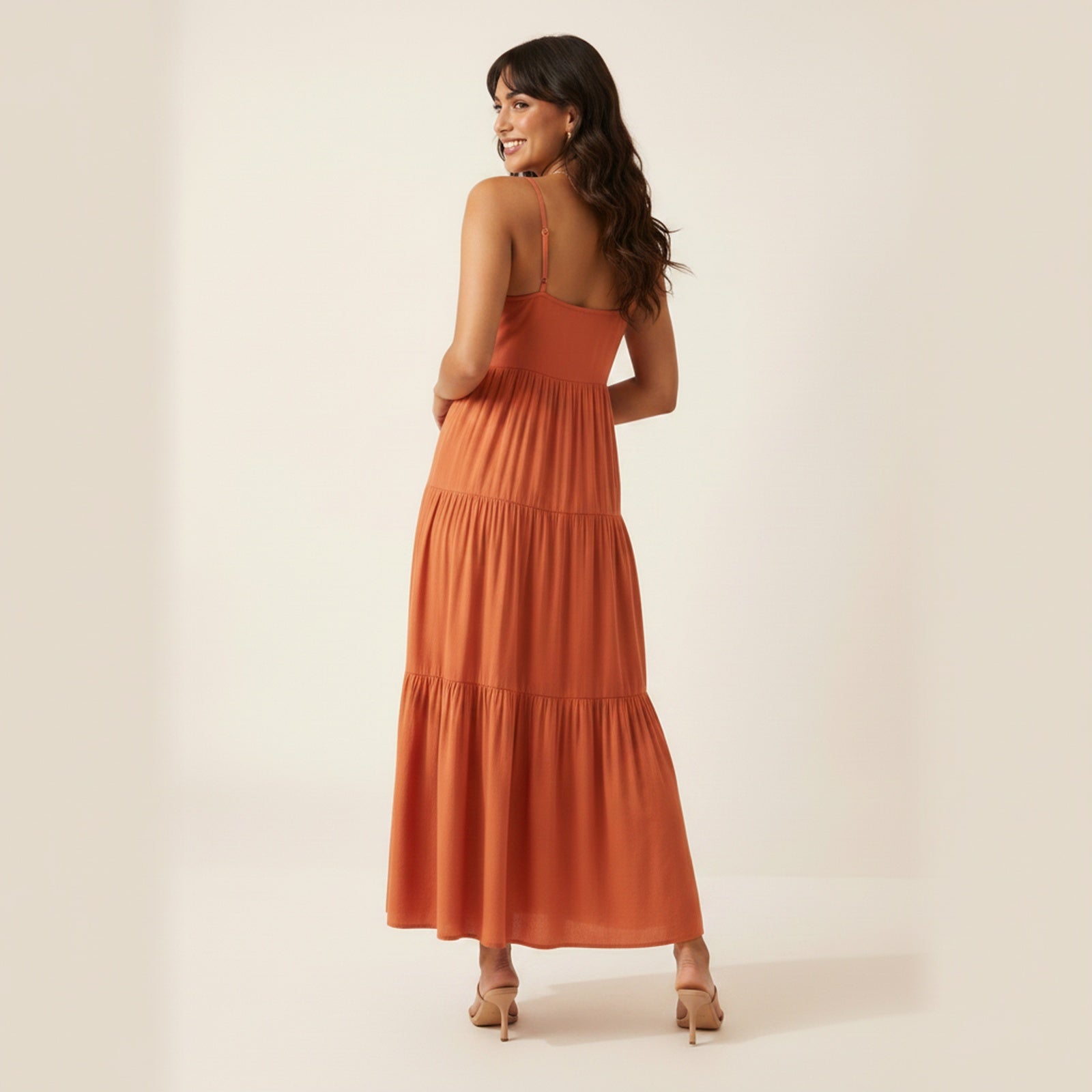 Free Spirit | Women's Tiered Ruffle Maxi Dress - Back View