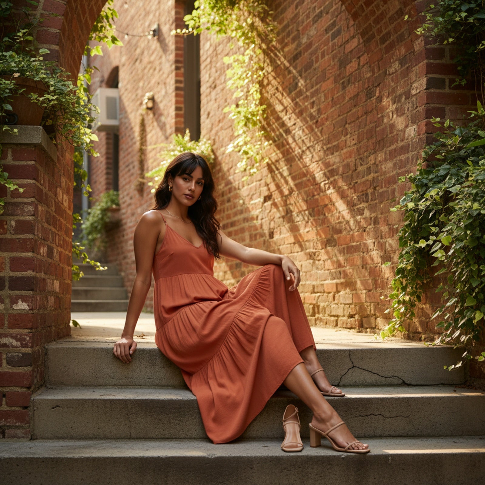 Free Spirit | Women's Tiered Ruffle Maxi Dress - Lifestyle Editorial