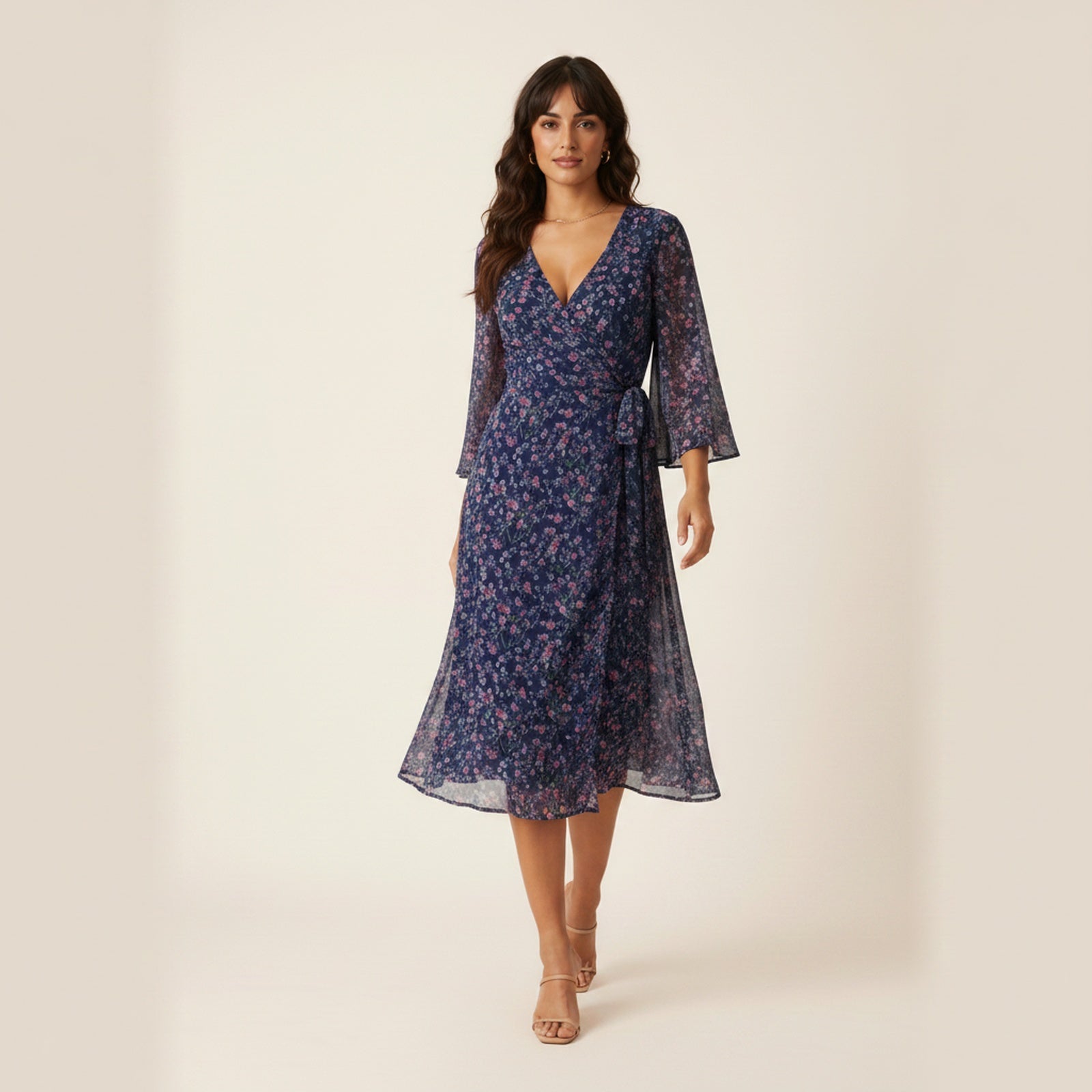 Garden Gala | Women's Chiffon Wrap Midi Dress - Movement