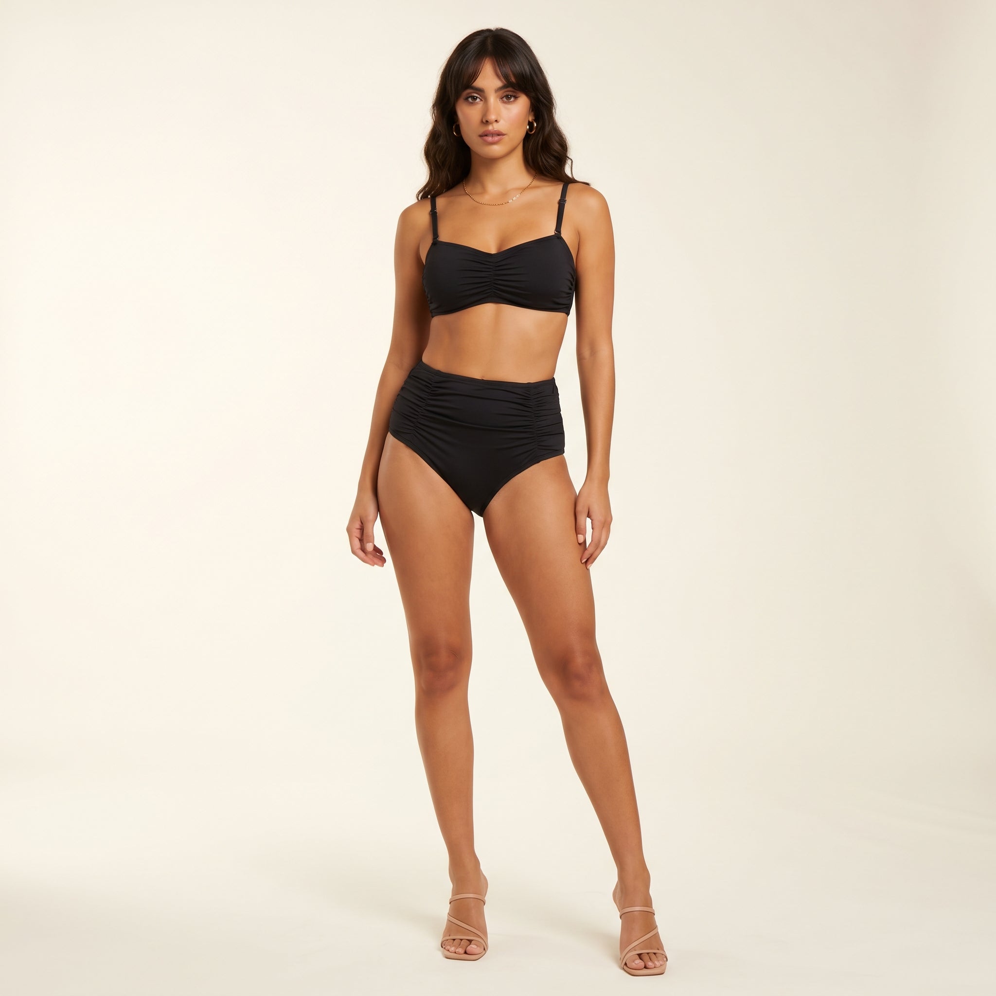 Riviera Women's Nylon Bikini Set - Black - Front View