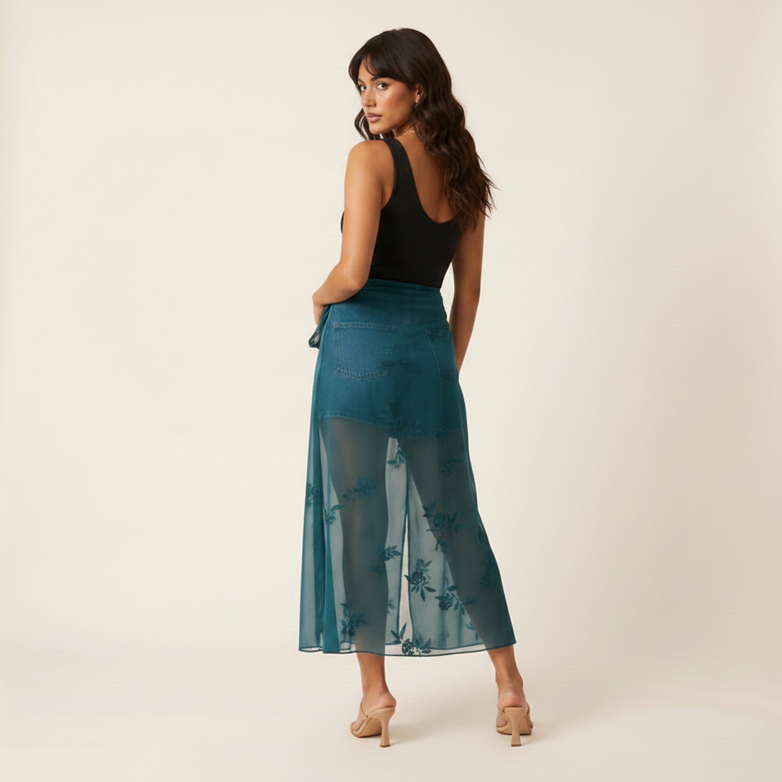 Isla | Women's Chiffon Beach Skirt - Back View