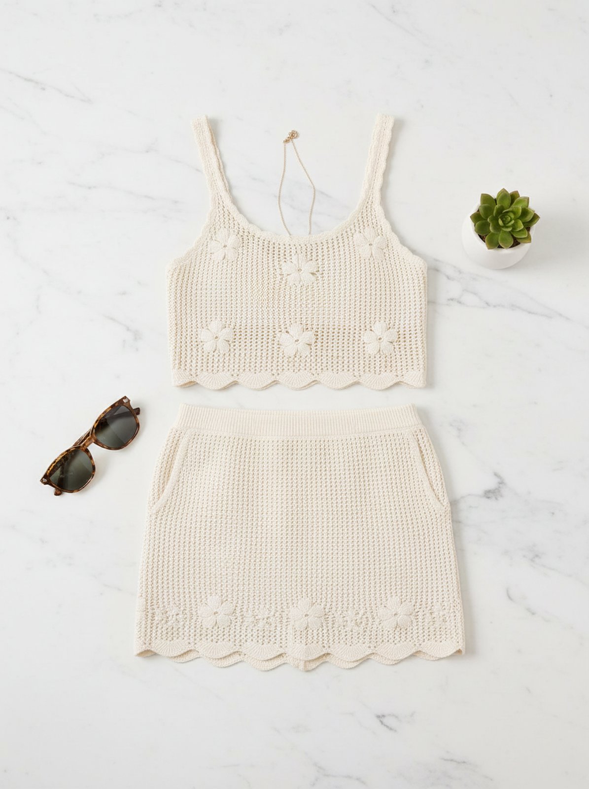 "Island Life" Crochet Top & Skirt Set