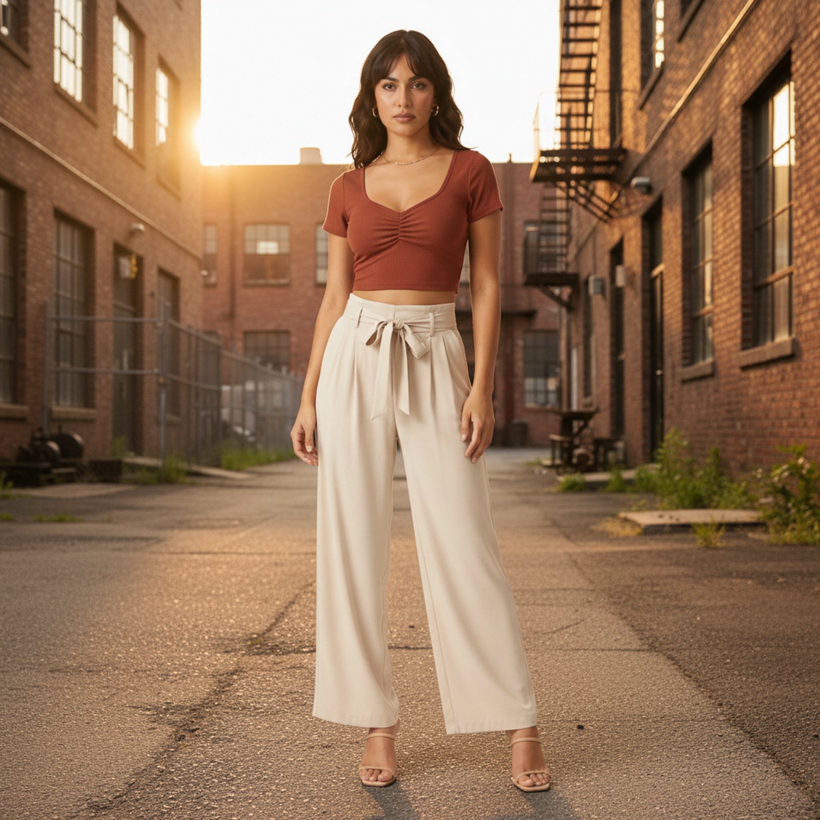 Ivy | Women's Polyester Crop Top - Lifestyle Golden Hour