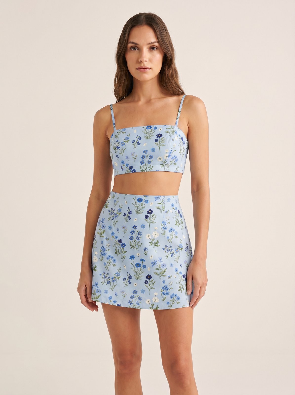 Flower Power Floral Crop & Skirt Set - Blue Floral