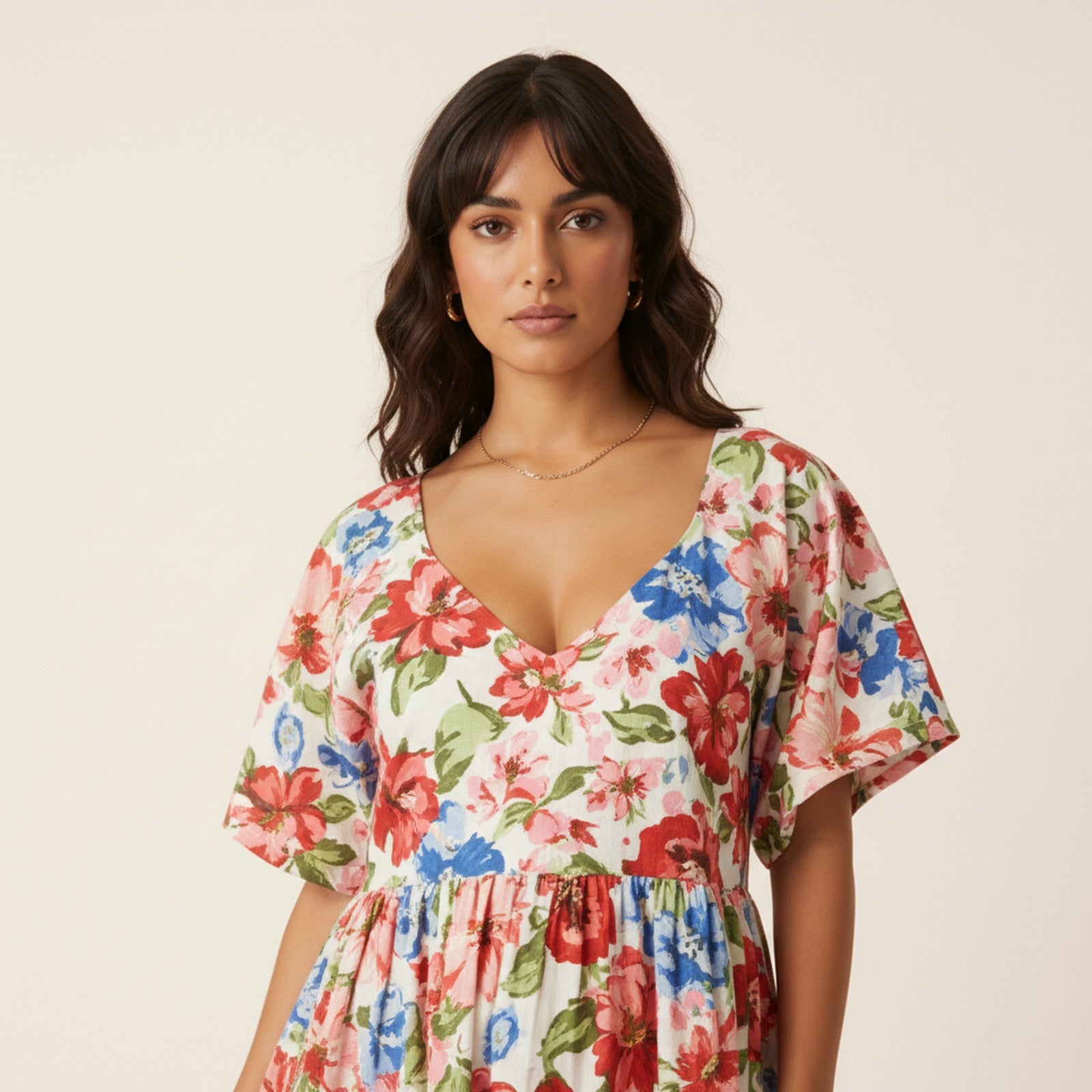 Meadow | Women's Cotton Maxi Dress - Detail Close-up