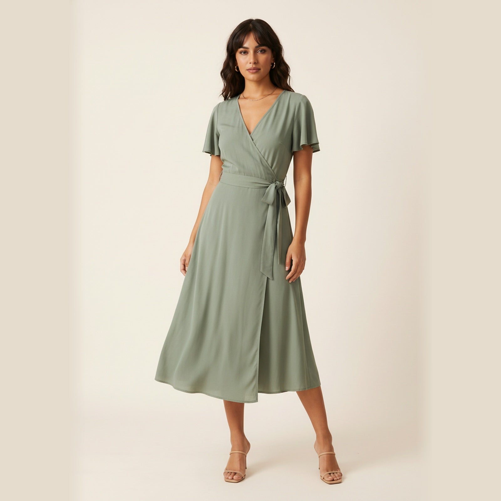 Ocean Breeze | Women's Wrap Front Midi Dress - Hero Front