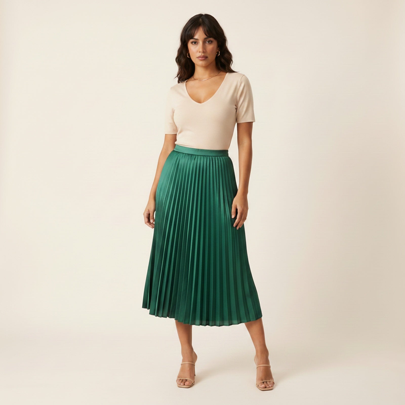 Plisse | Women's Satin Satin Skirt - Hero Front
