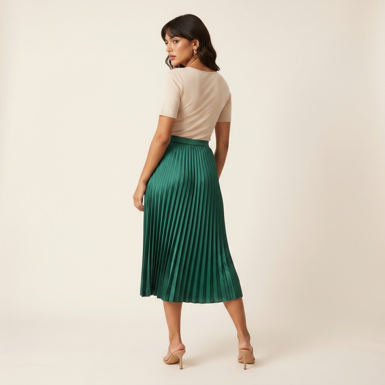 Plisse | Women's Satin Satin Skirt - Back View
