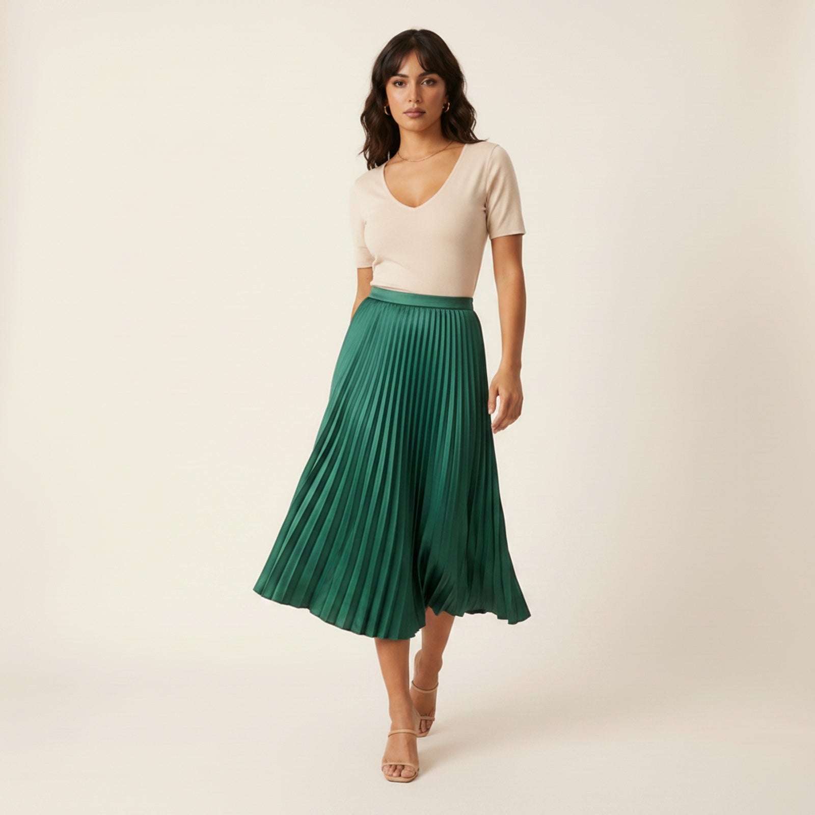 Plisse | Women's Satin Satin Skirt - Movement