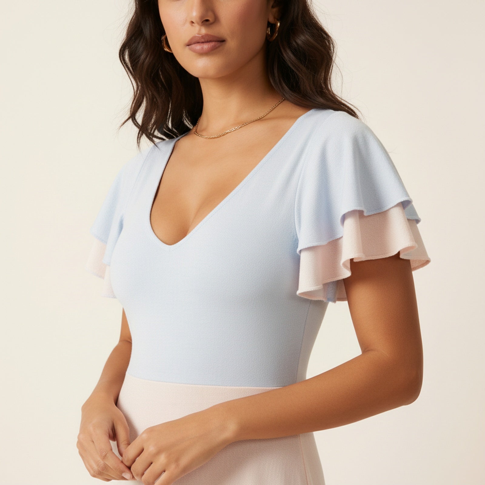 Primrose | Women's Cotton Blend Sleeve Midi - Detail Close-up