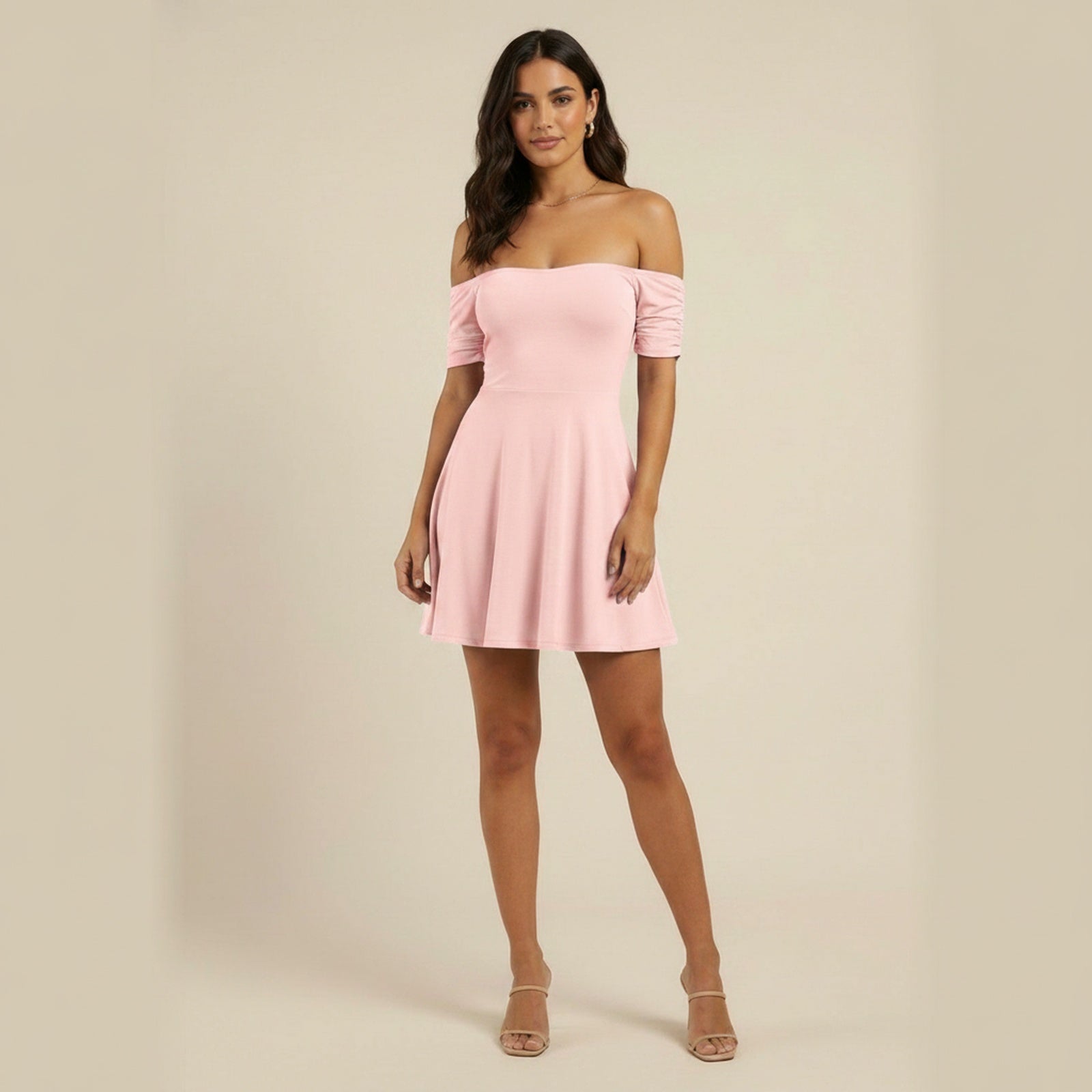 Purple Reign Off-Shoulder Puff Mini Dress - Pink