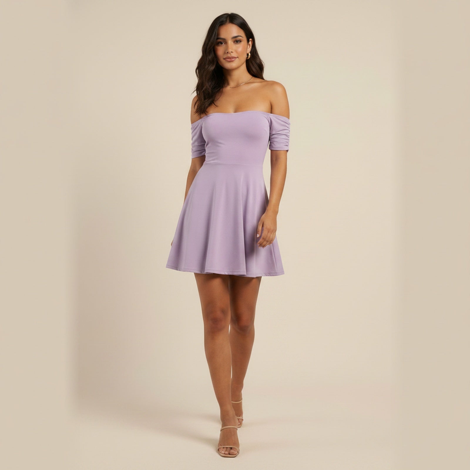 Purple Reign | Women's Off-Shoulder Puff Mini Dress - Movement