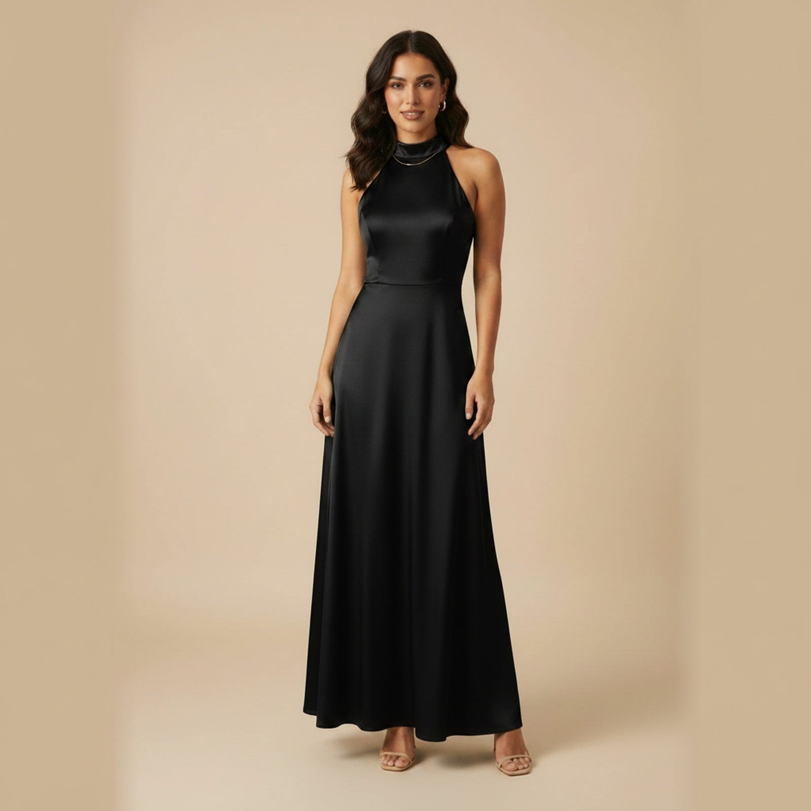 Red Carpet Halter Maxi Dress - Black