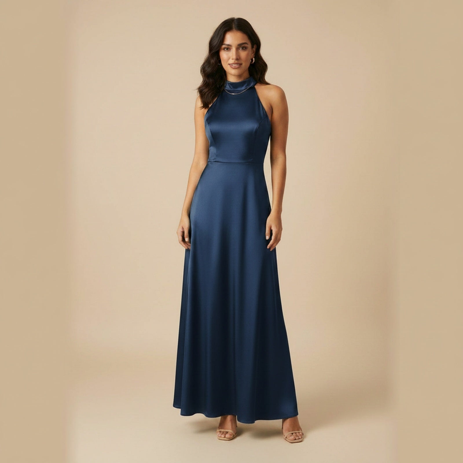 Red Carpet Halter Maxi Dress - Navy