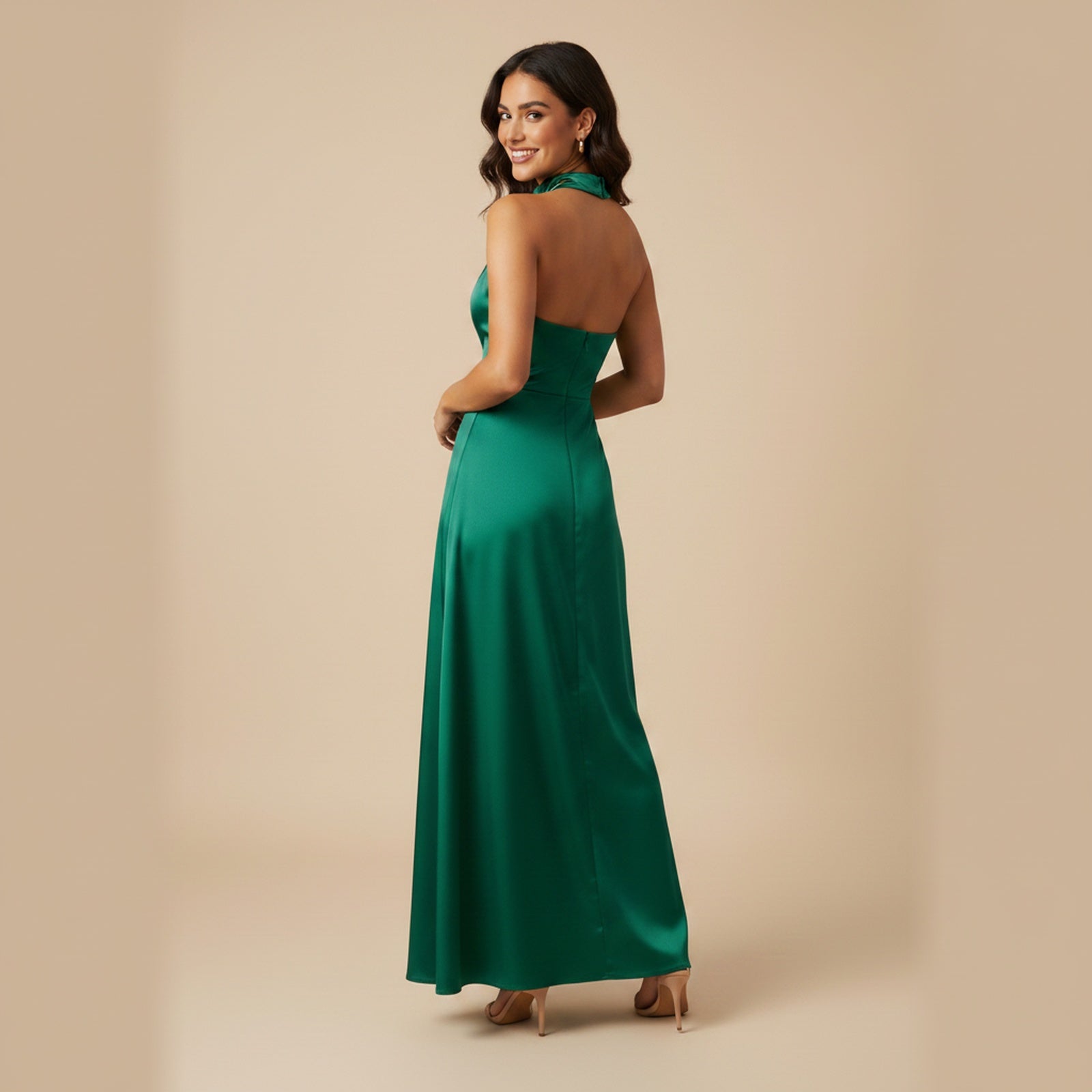 Red Carpet | Women's Halter Maxi Dress - Back View
