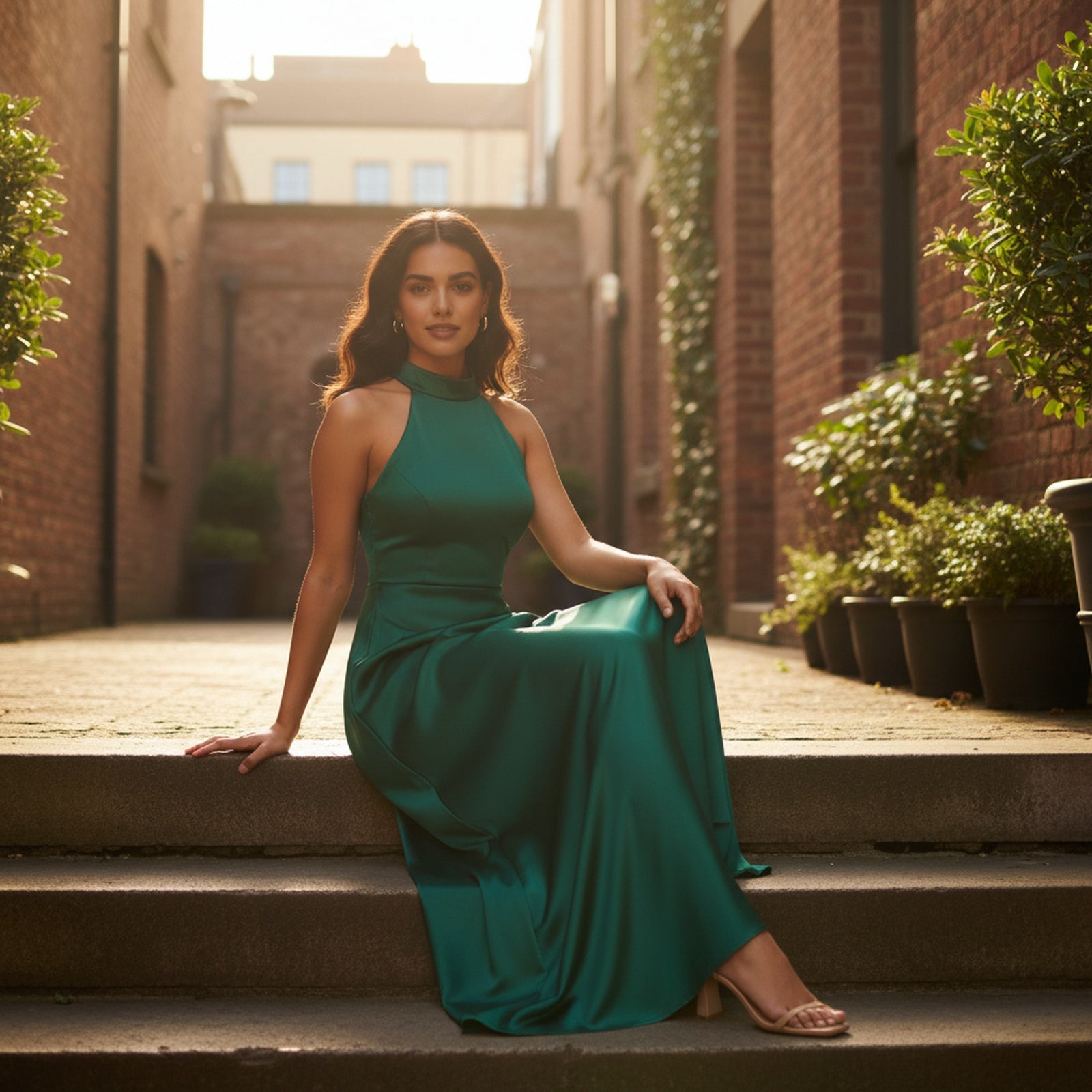 Red Carpet | Women's Halter Maxi Dress - Lifestyle Editorial