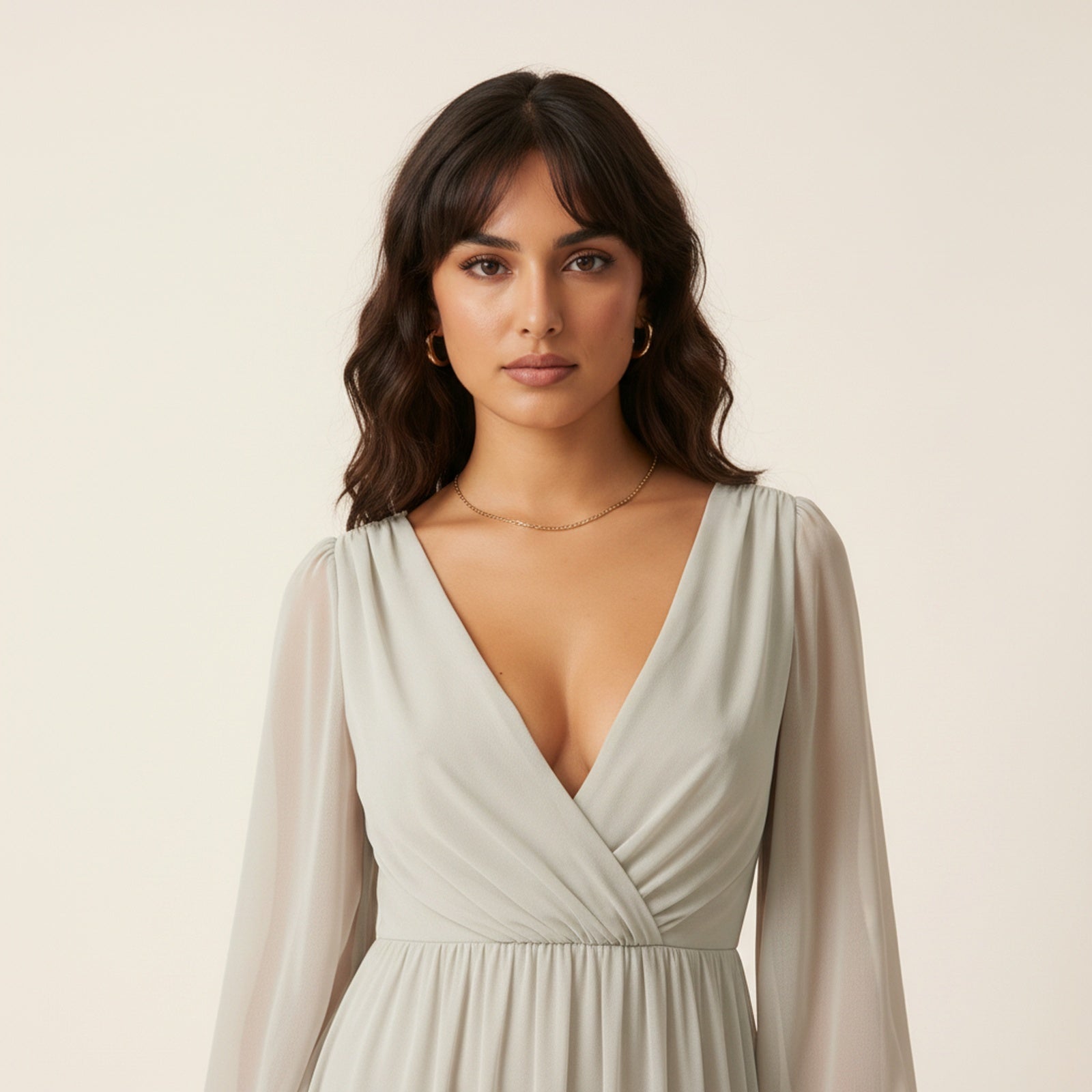 Seraphina | Women's Chiffon Maxi Dress - Detail Close-up