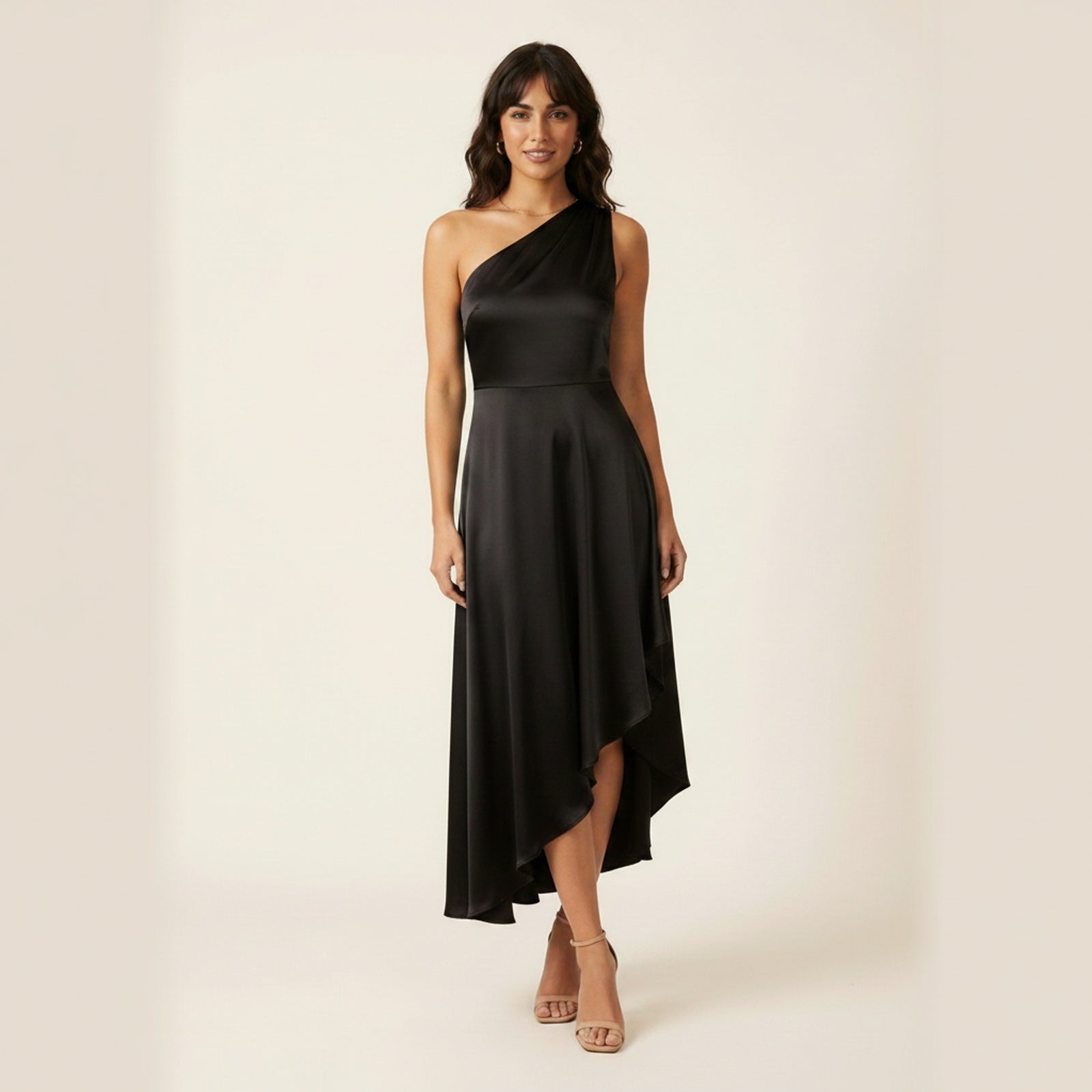 Side Story Asymmetric Midi Dress - Black