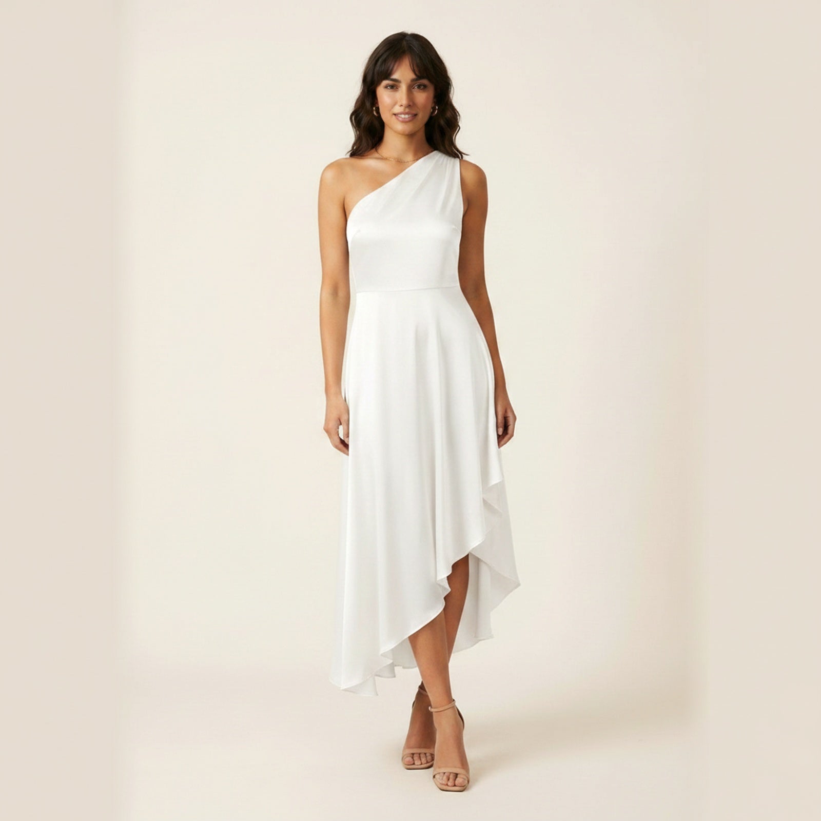 Side Story Asymmetric Midi Dress - White