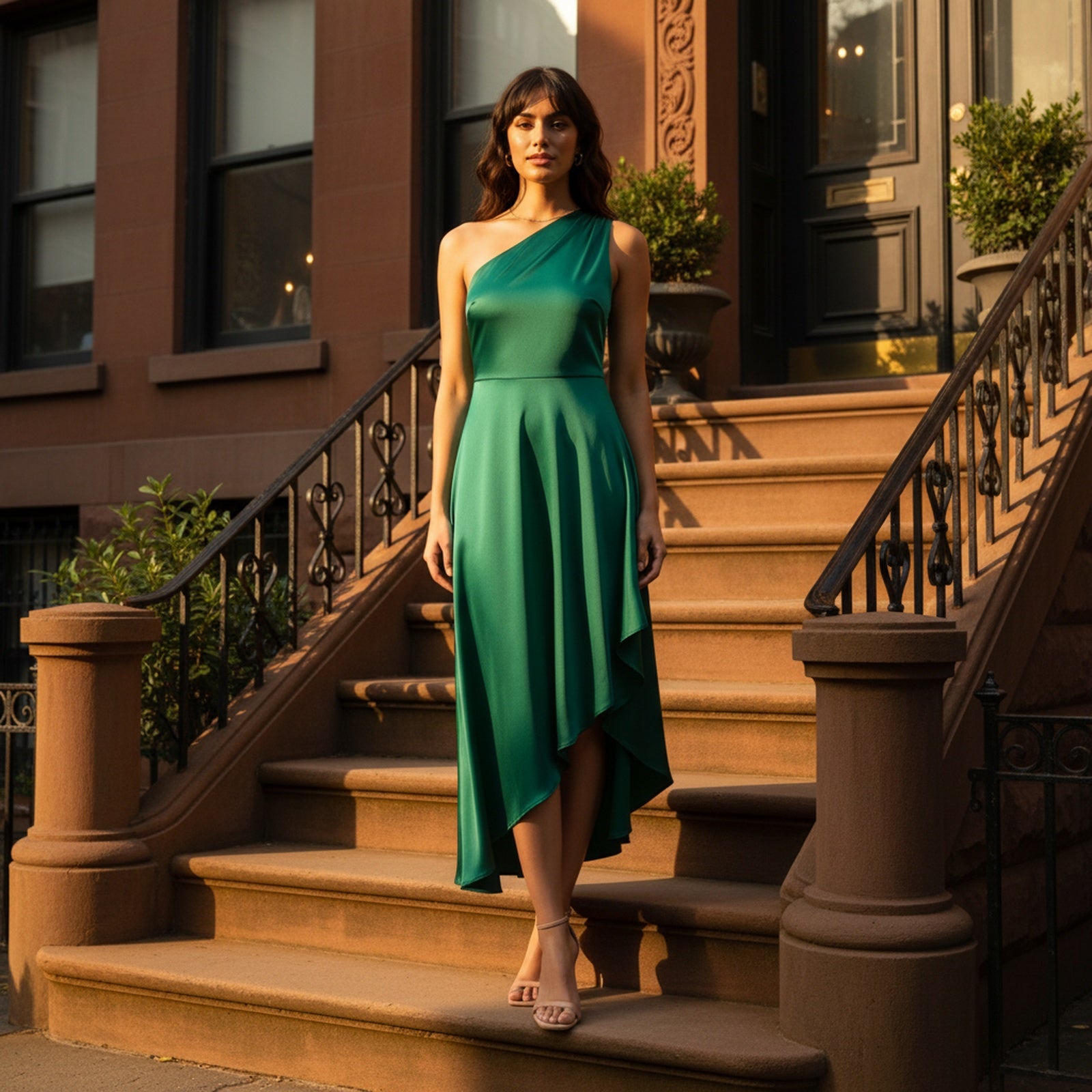 Side Story | Women's Asymmetric Midi Dress - Lifestyle Golden Hour